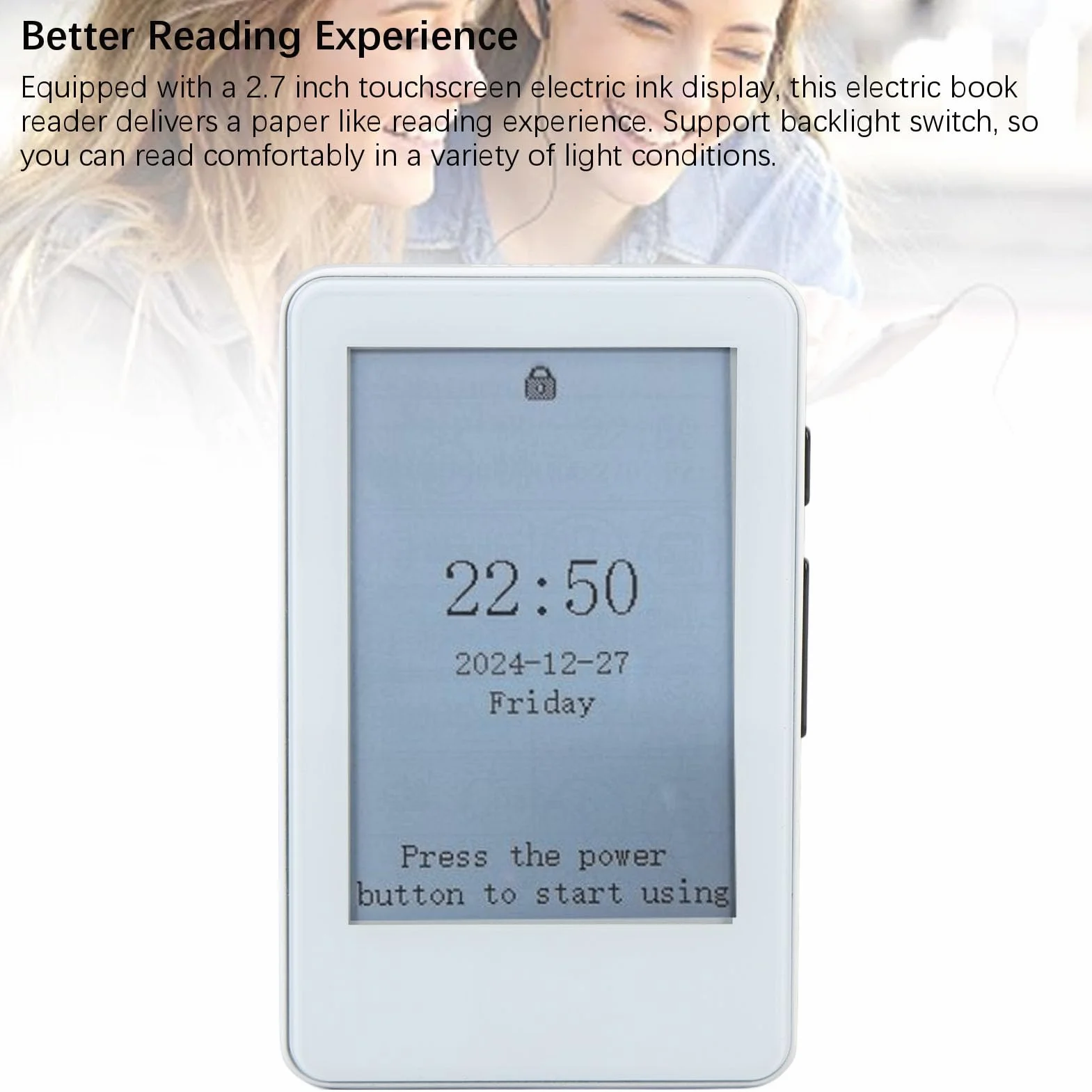 Lettore di Ebook da 2,7 Pollici, Schermo di Inchiostro Touchscreen E con Lettore MP3, Supporta L'espansione Fino a 128 GB