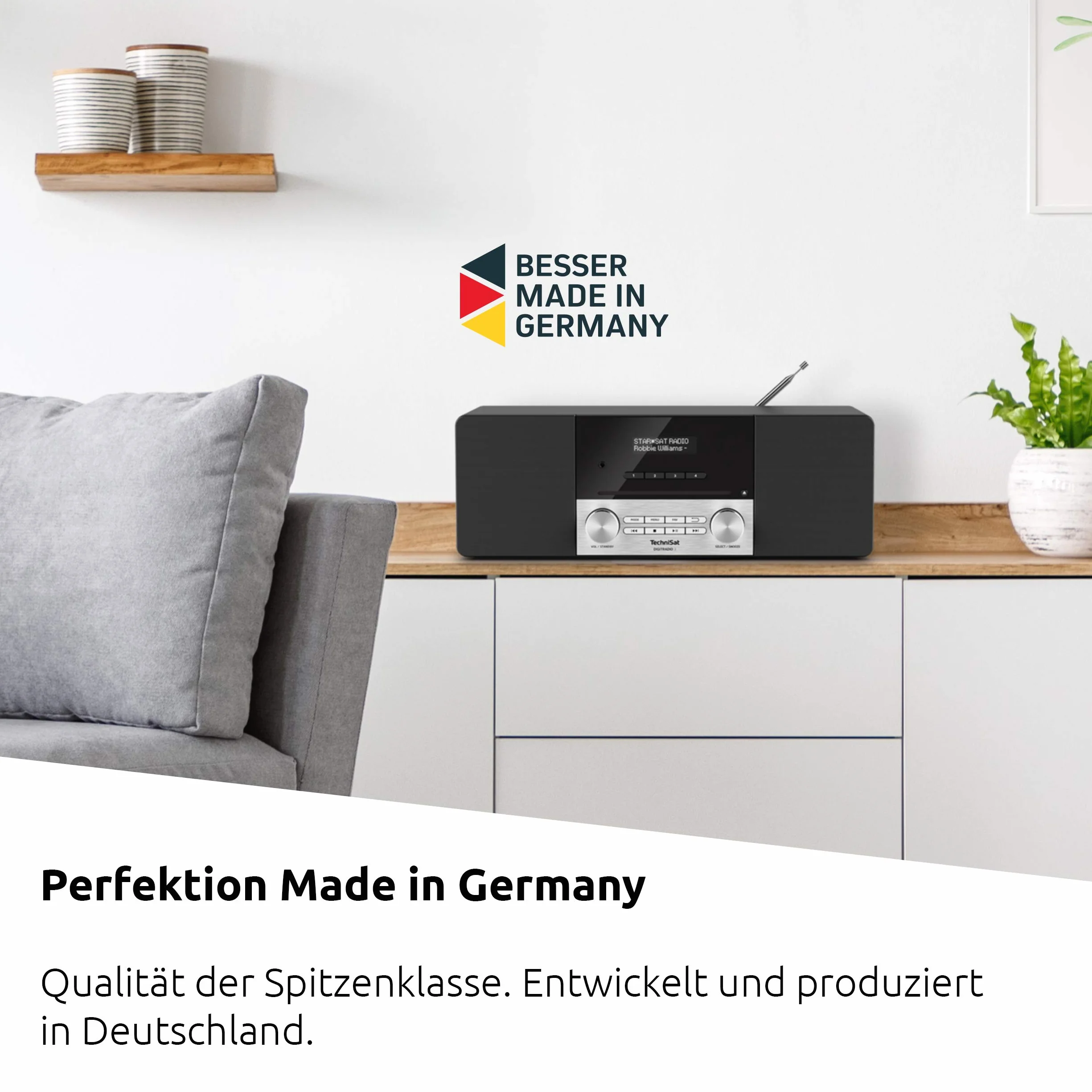 TechniSat DIGITRADIO 3 - Radio Stereo DAB, Impianto compatto (DAB+, VHF, Lettore CD, Bluetooth, USB, Ingresso per cuffie, Ingresso AUX, Radiosveglia, Display OLED, 20 Watt RMS), Nero