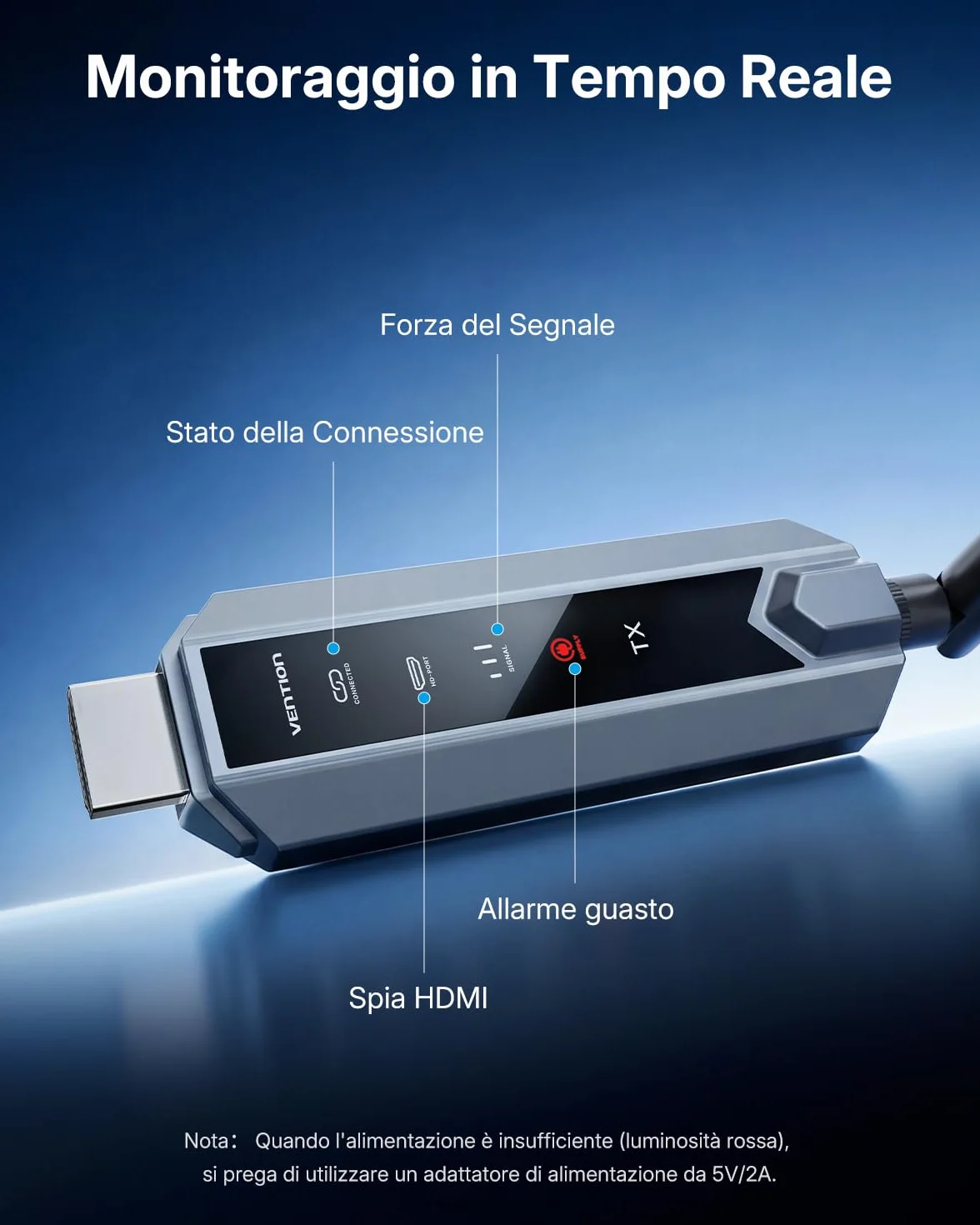 VENTION Trasmettitore e Ricevitore HDMI Wireless 656FT/200M con Schermo LED, fino a 6 RXs, Controllo Termico, Kit Estensore Plug&Play. Decodifica 4K da PC/Proiettore/TV Box a Monitor (1TX+1RX)