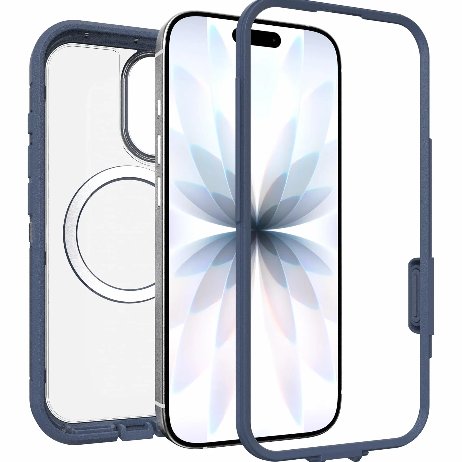 OtterBox Defender Series Pro XT Clear MagSafe cover per iPhone 17, resistente a shock e cadute, cover ultra robusta, testata 7x vs le norme anti caduta MIL-STD 810G, Trasparente/Blu