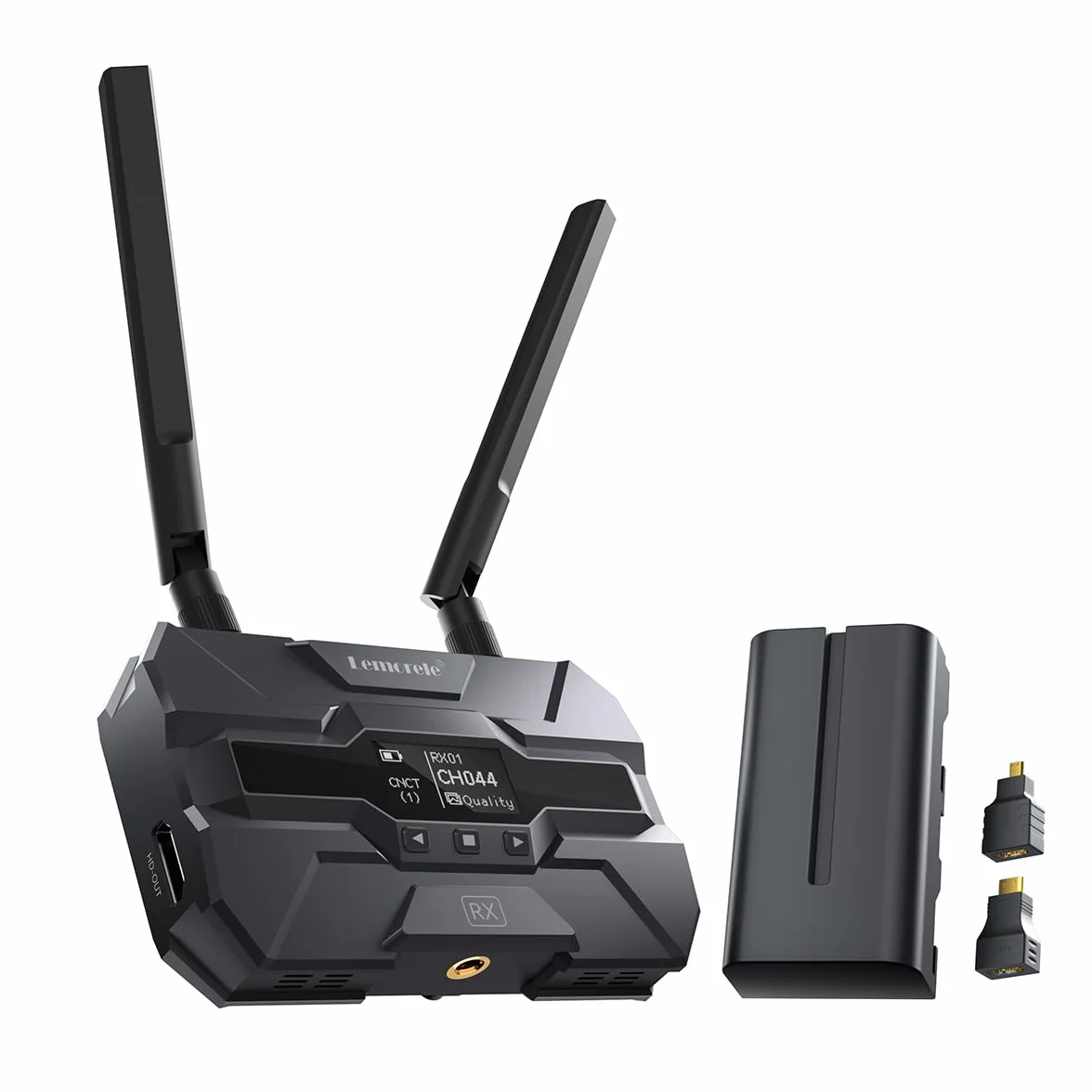 Lemorele Ricevitore HDMI Wireless FHD 200M con batteria da 4400mAh per kit R200, supporta fino a 4 ricevitori (RX) con 1 trasmettitore (TX)