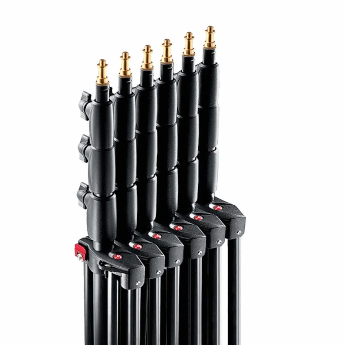 Manfrotto 1004BAC-3 Kit 3 Stativi, Serie Babylight, Massima Altezza 366 cm per Luci, 4 Sezioni, in Alluminio, Nero