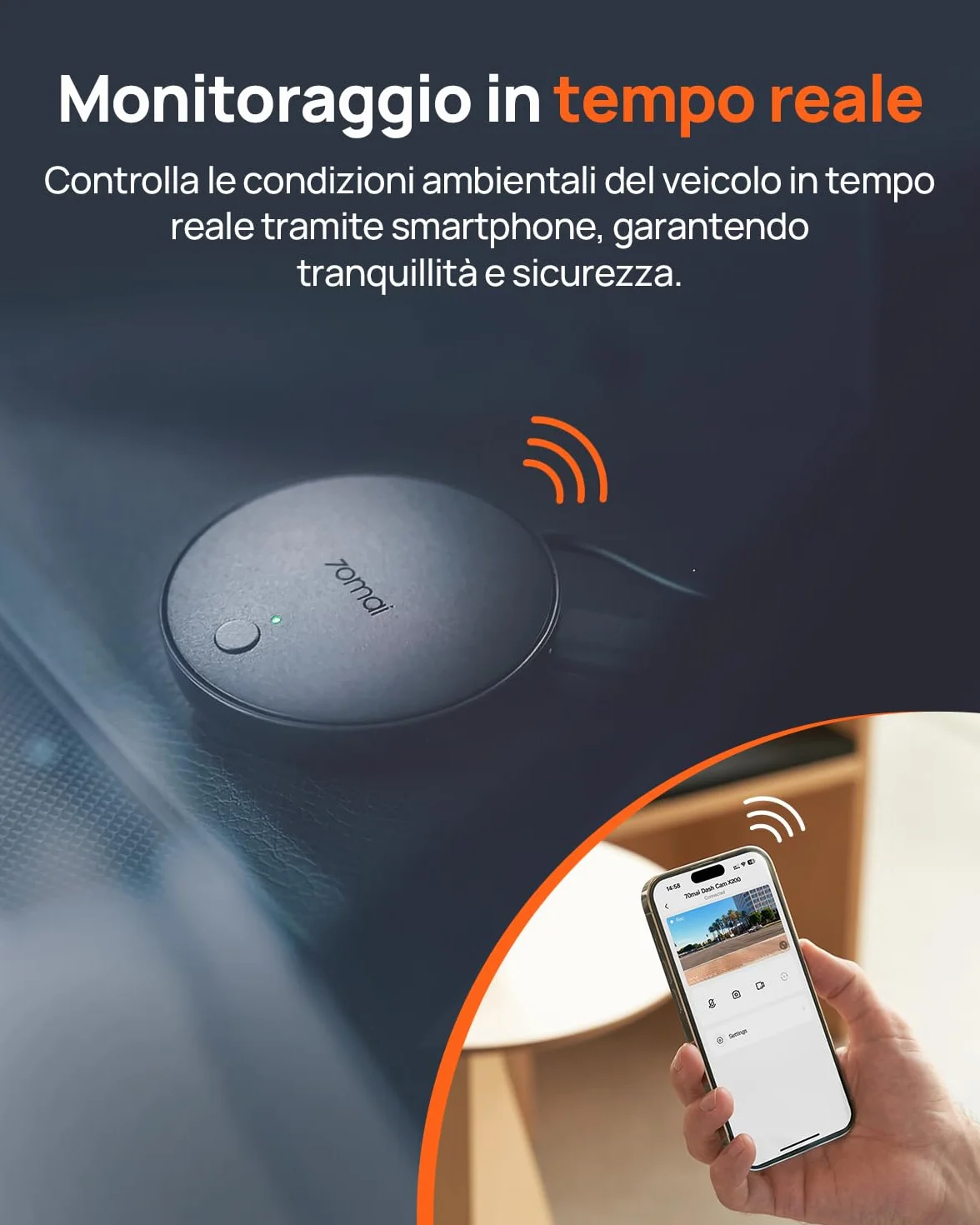 70mai 4G Kit di Cablaggio Rigido per Dash Cam Auto A810 Lite/A810S/T800/A510, Sorveglianza Parcheggio 24 Ore, Monitoraggio in Tempo Reale
