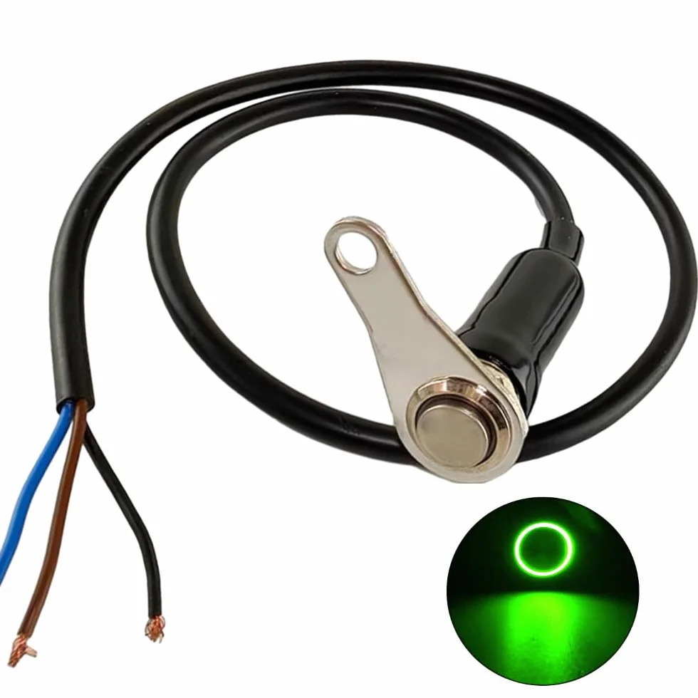 Gebildet Interruttore Momentaneo Universale in Acciaio Inossidabile LED Verde per Moto ON-OFF 5A/12V