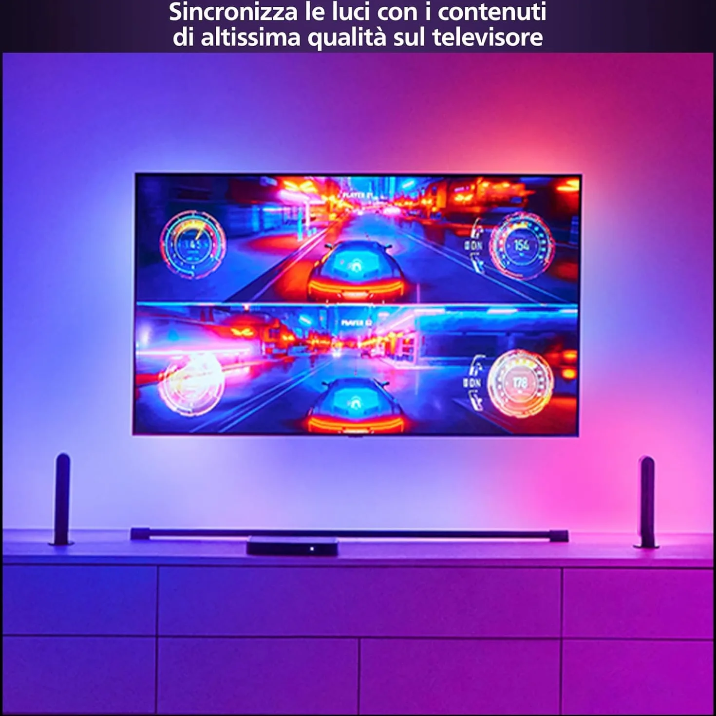 Philips Hue Play HDMI Sync Box 8K - Smart hub che sincronizza fino a 10 luci Hue - Hub luci che richiede Hue Bridge - Supporta Dolby Vision HDR10+ - Controllo con app Hue per luci smart