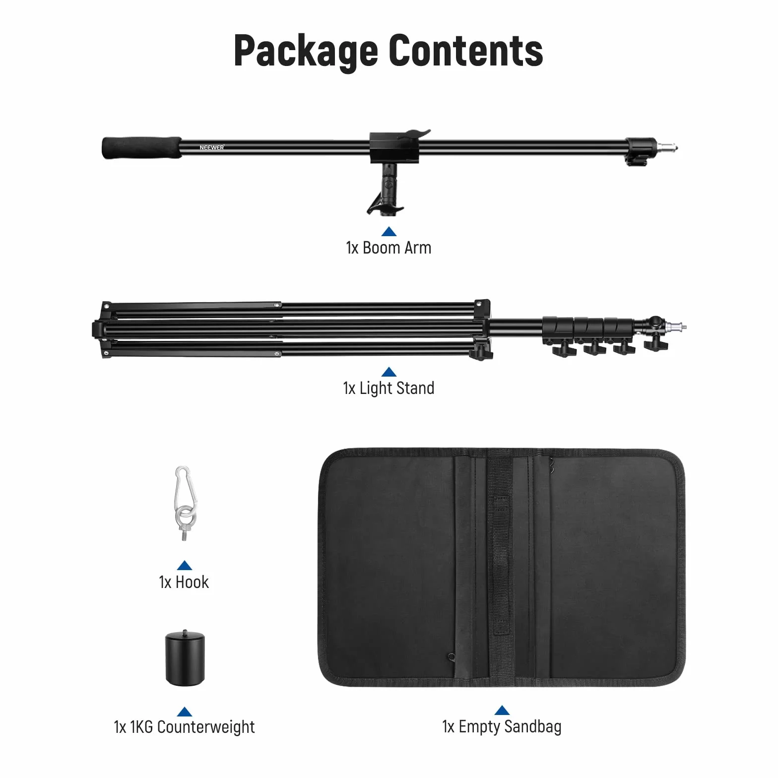 NEEWER Supporto per Luci in Alluminio, Supporto Fotografico Regolabile 9,8 Piedi/3 Metri, Braccio a Braccio, Contrappeso, ecc, Vite 1/4" per Softbox, Luce Studio, Flash, Ombrello, Max:5kg