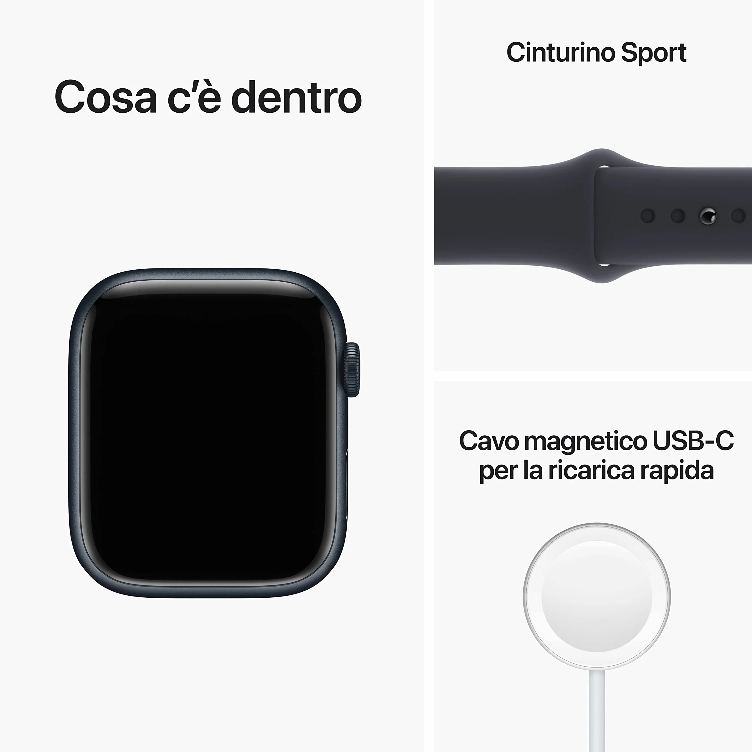 Apple Watch Series 8 (GPS, 45mm) Cassa in Alluminio Color Mezzanotte con Cinturino Sport Color Mezzanotte (Ricondizionato)