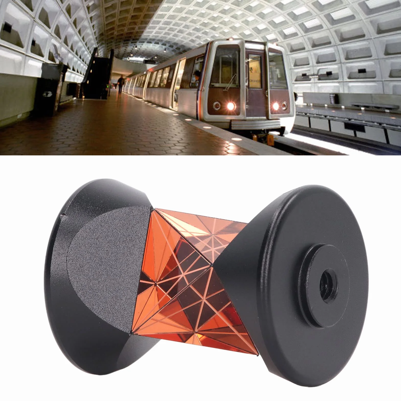 Garosa Mini Prisma 360° in Vetro Ottico K9, Diametro 25,4 mm, Costante +23,1 mm, per Stazione Totale Tunnel Ferroviario