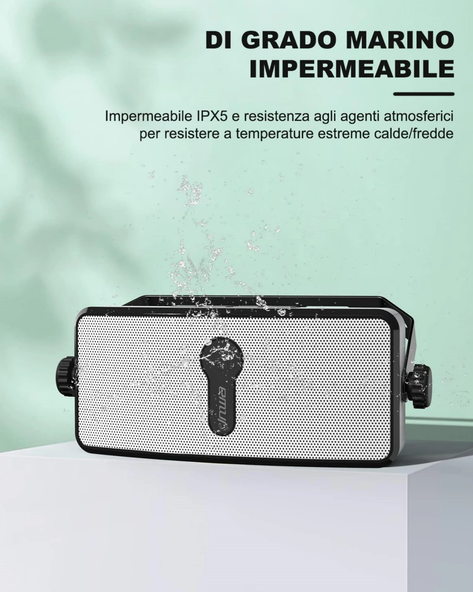 Inwa Cassa Bluetooth Esterno a Parete IPX5 17x7cm 20W Sync Speaker 2 Pezzi