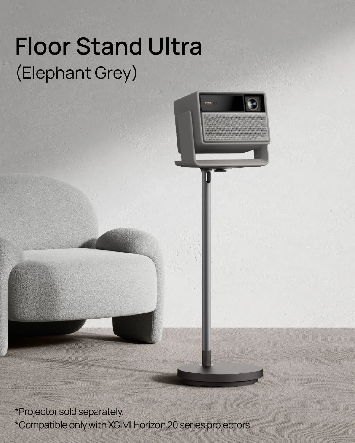 XGIMI Floor Stand Ultra per HORIZON 20 Series (Elephant Grey), Supporto Proiettore Si Adatta all’Arredo, Base Solida, Supporta fino a 10 kg, Spazio Nascosto, Lega di Alluminio Aerospaziale