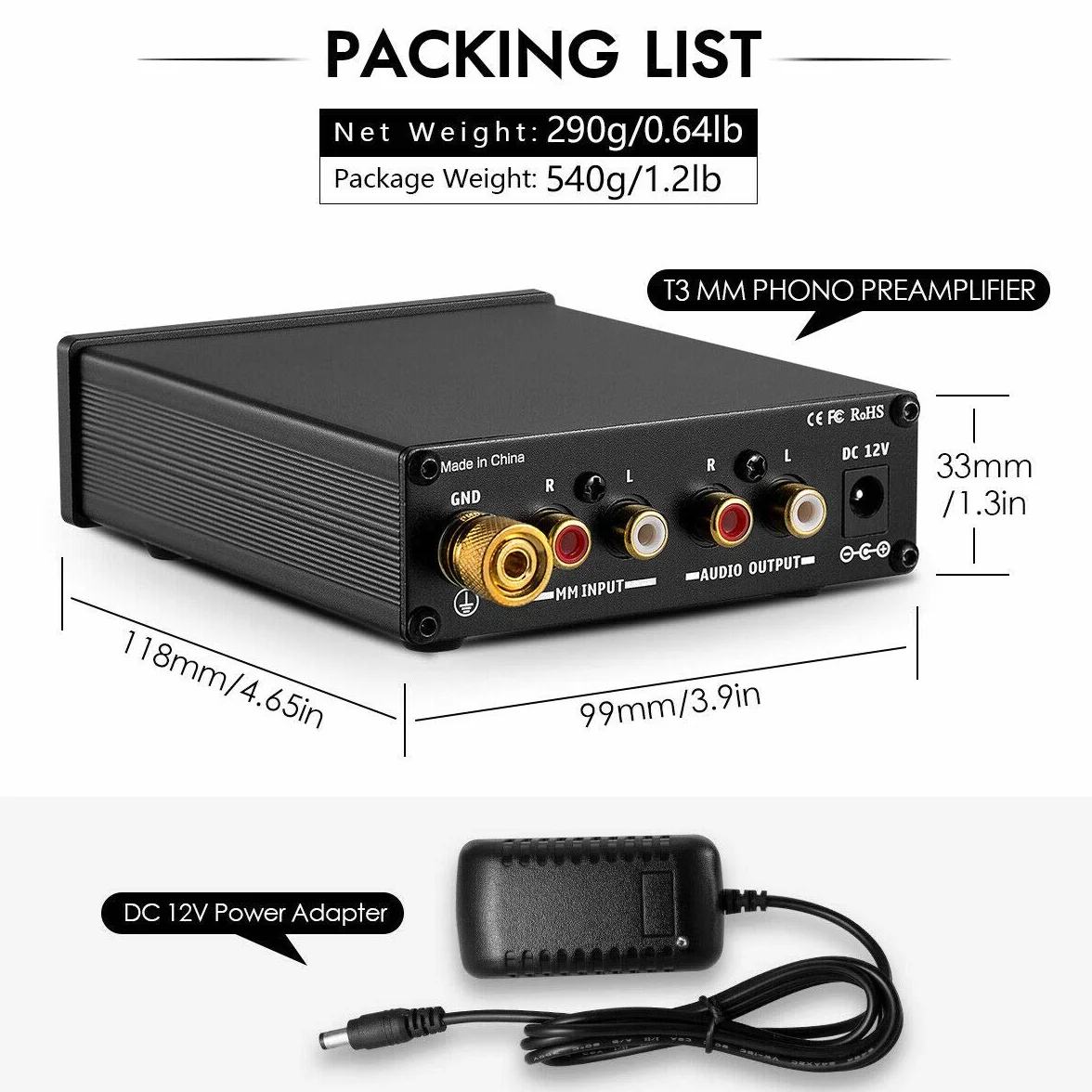Nobsound Mini HiFi MM Preamplificatore RIAA per giradischi