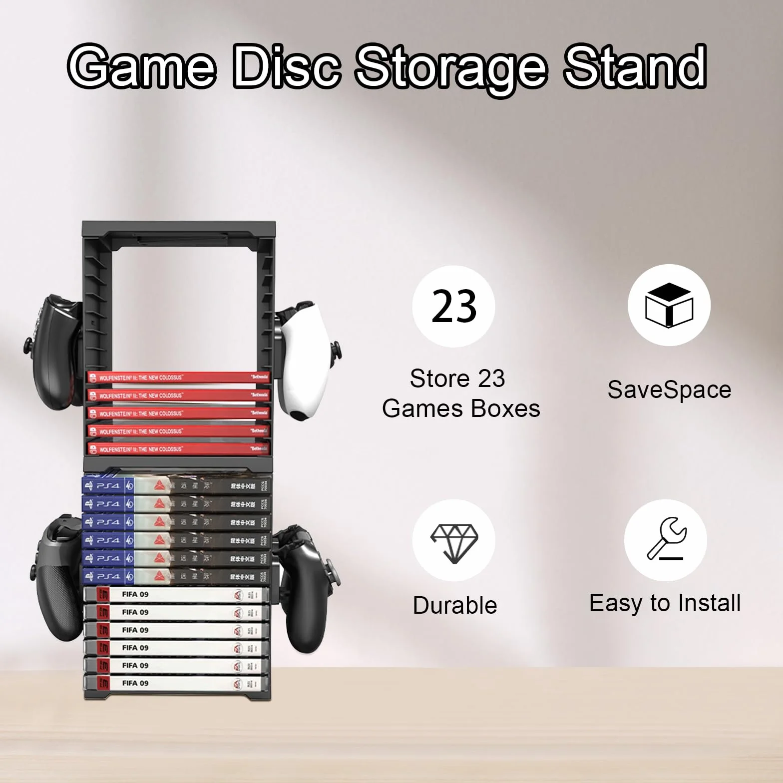Torre di immagazzinamento per videogiochi Game storage tower compatibile con PS5/PS4/Xbox Series X/Xbox One/Nintendo Switch