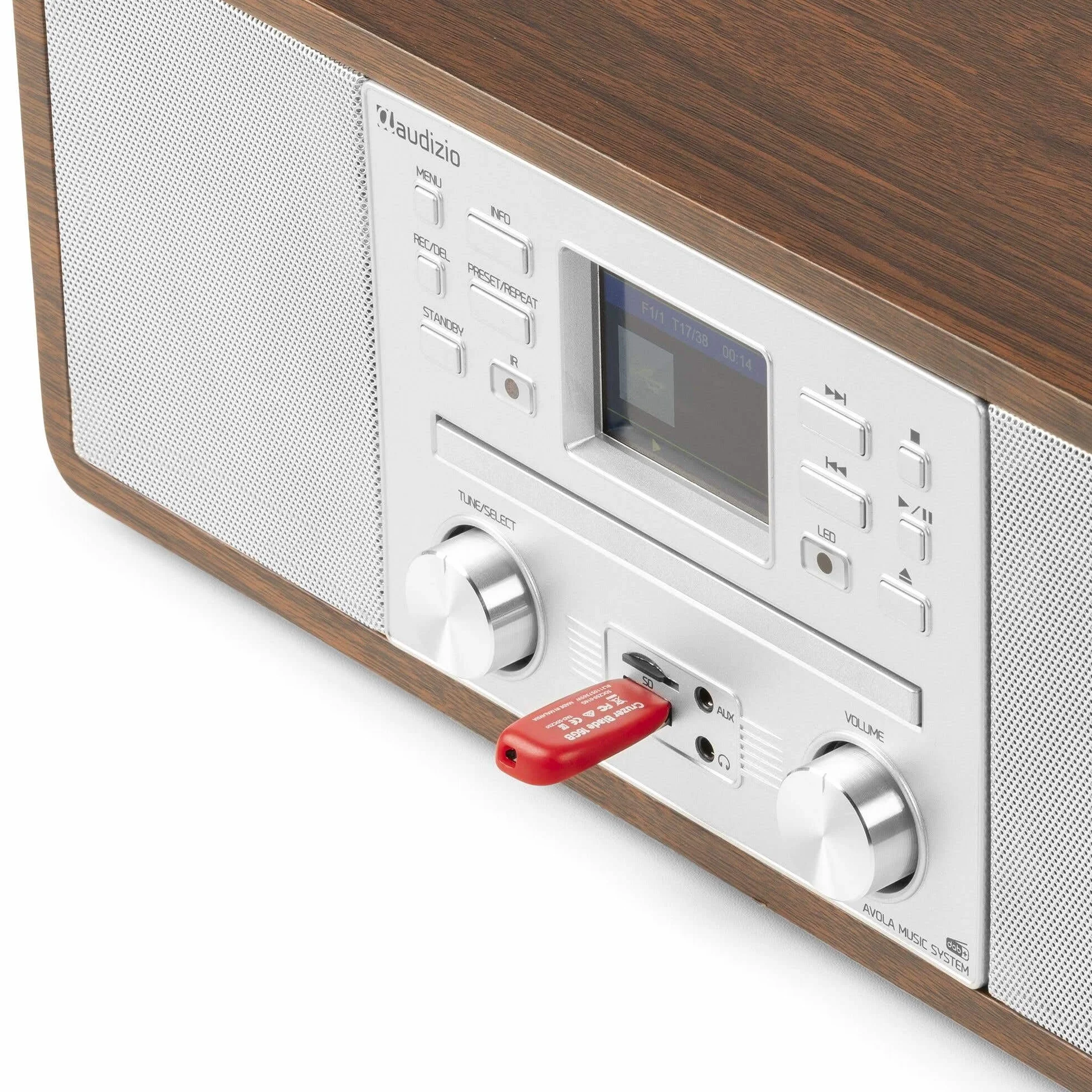 Audizio Avola Radio DAB+ Internetradio z czytnikiem CD Bluetooth WLAN FM Srebrny Brązowy