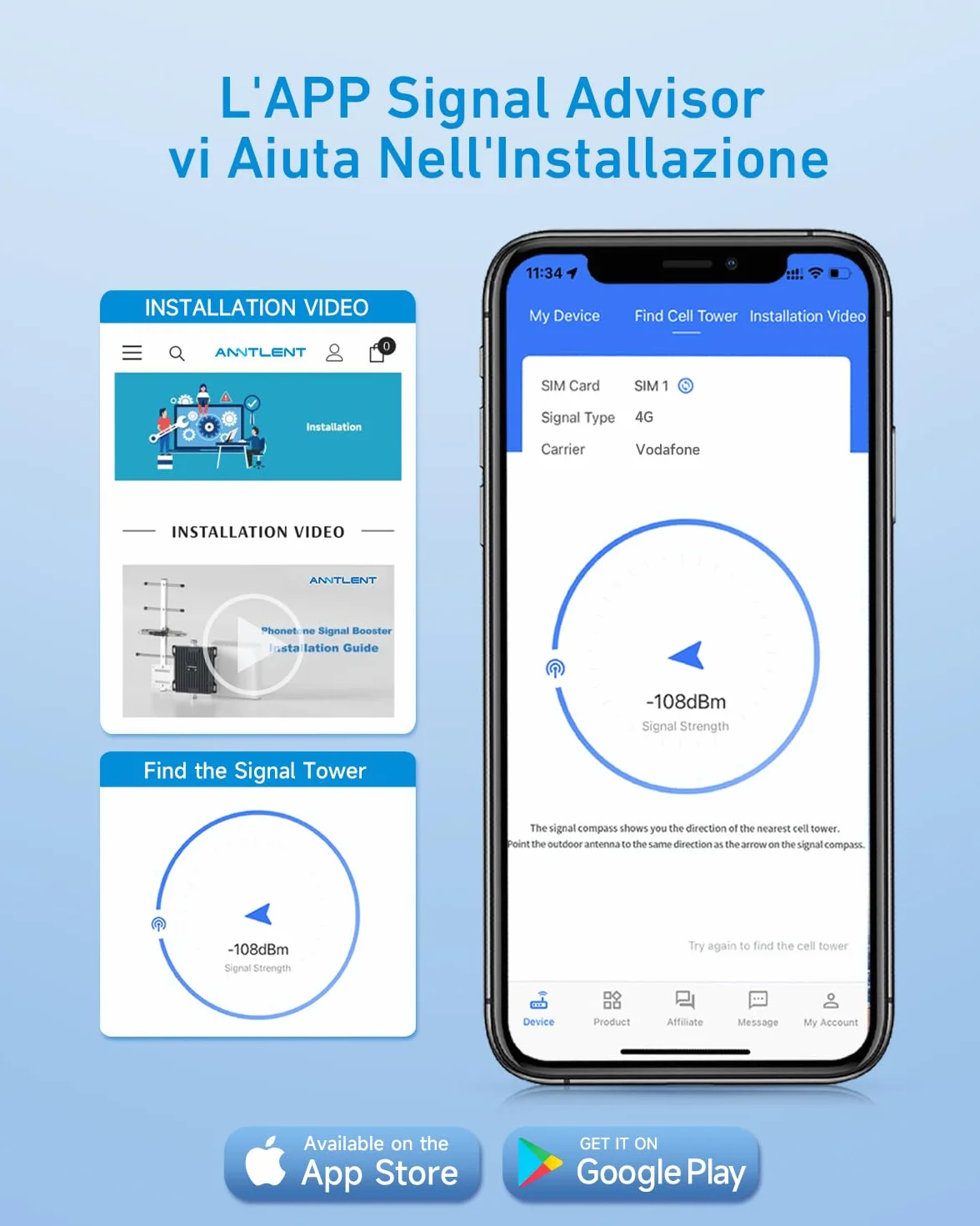ANNTLENT Amplificatore Segnale Cellulare - Banda 20/8 (800/900Mhz) Ripetitore 4G 3G 2G gsm LTE per Casa Ufficio Campagna Ripetitore Segnale Cellulare Supporta TIM Wind Tre