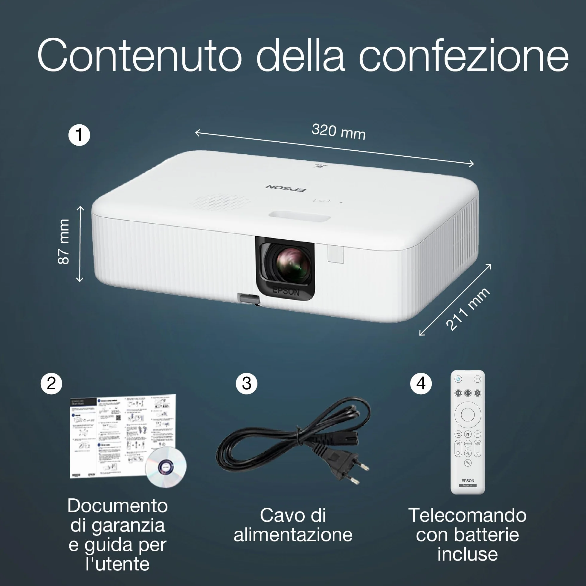 Epson CO-FH02 Videoproiettore Smart TV Full HD 1080p Android TV 3LCD 3000 lumen Bianco