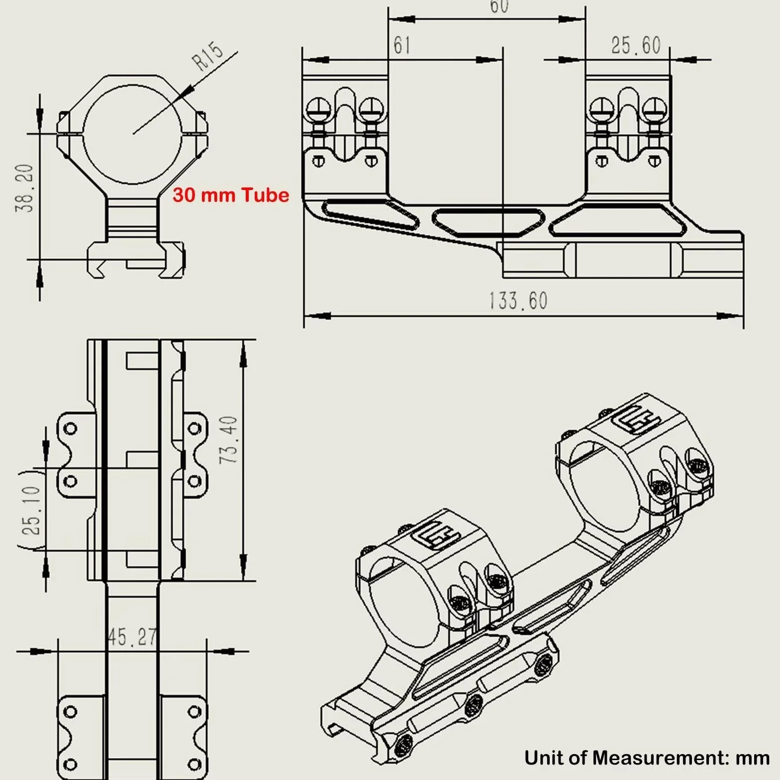 WestHunter Optics Montaggio Cantilever-Picatinny 30 mm/34 mm doppio anello sfalsato