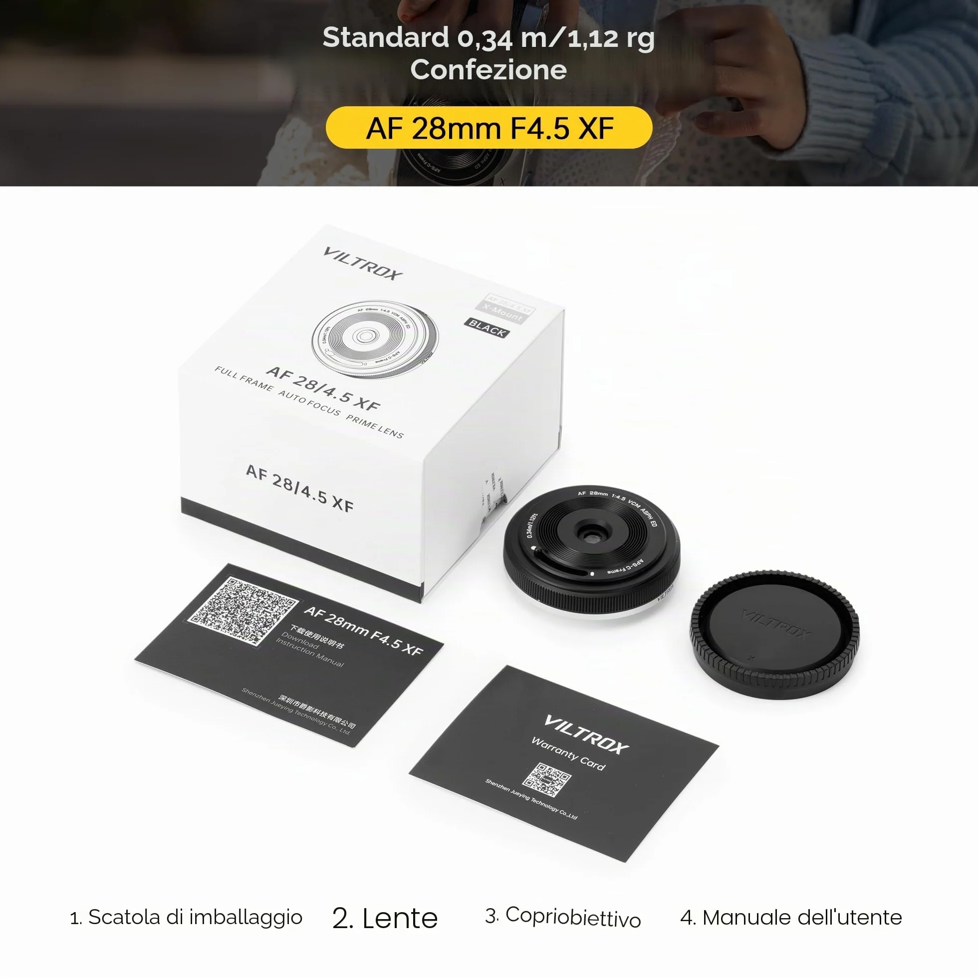 VILTROX AF 28mm F4.5 XF Pancake Obiettivo Grandangolare Full-Frame per Fuji X Mount