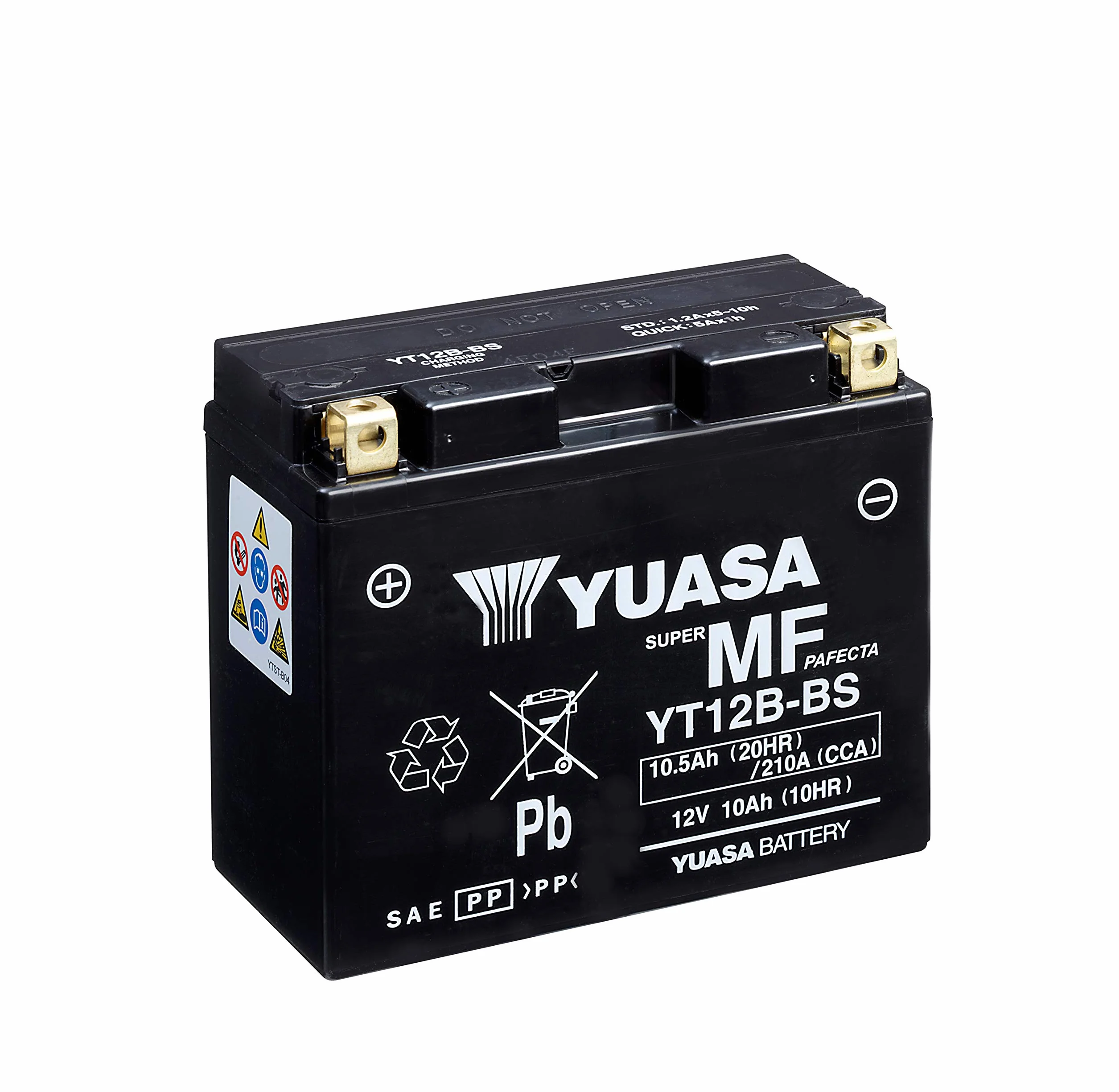 Yuasa YT12B 12V 210 CCA batteria per moto AGM VRLA senza manutenzione nero