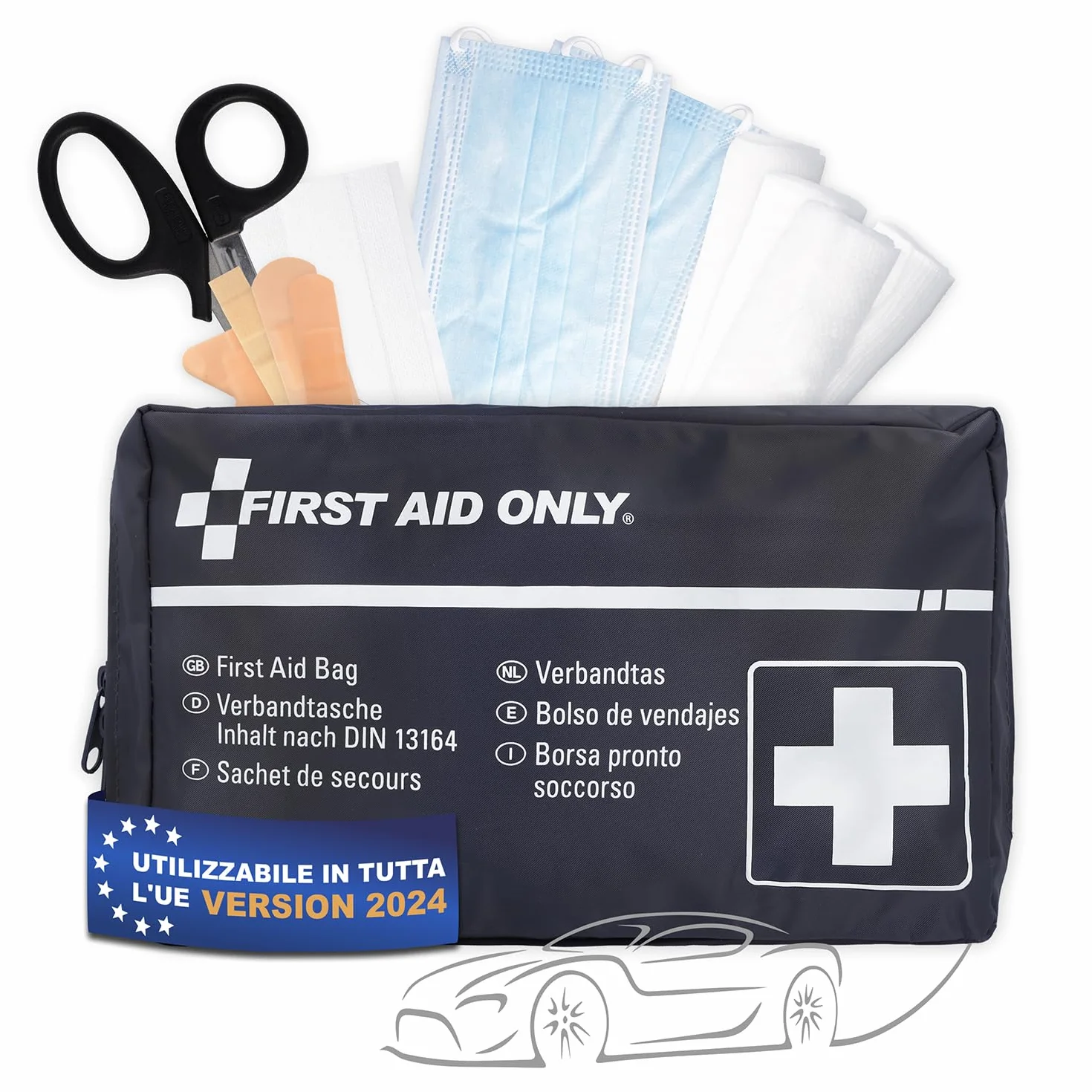 First Aid Only Borsa di pronto soccorso auto DIN 13164 Kit emergenza