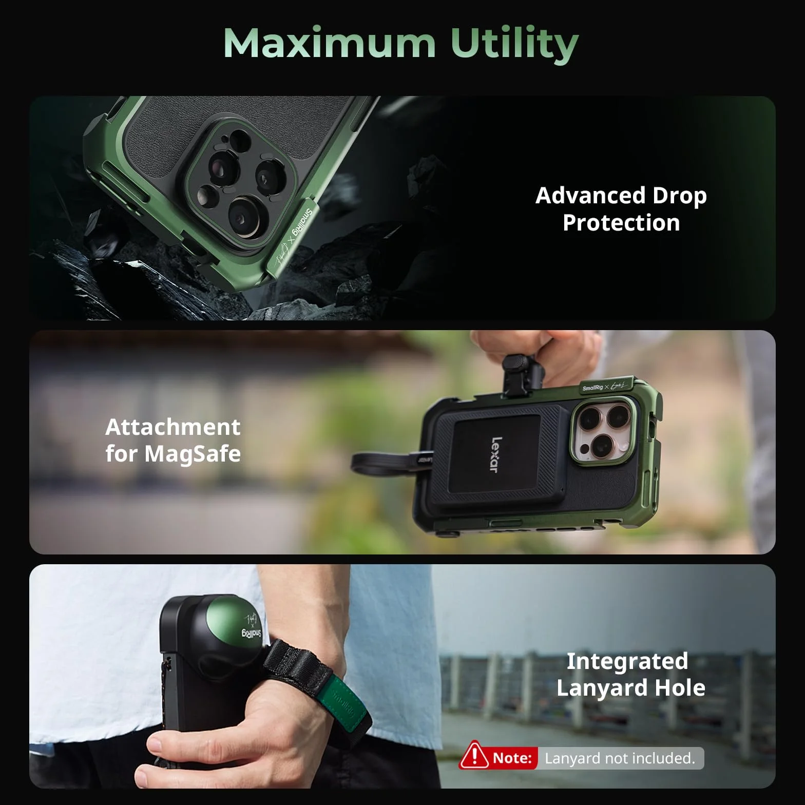 SMALLRIG x Brandon Li Kit Video Mobile per iPhone 16 Pro Max, Gabbia per Telefono con Kit per Telefono Leggera FilMov, Maniglie QR Wireless Girevoli, Kit Filtro VND 67 mm, Supporto per MagSafe - 5001