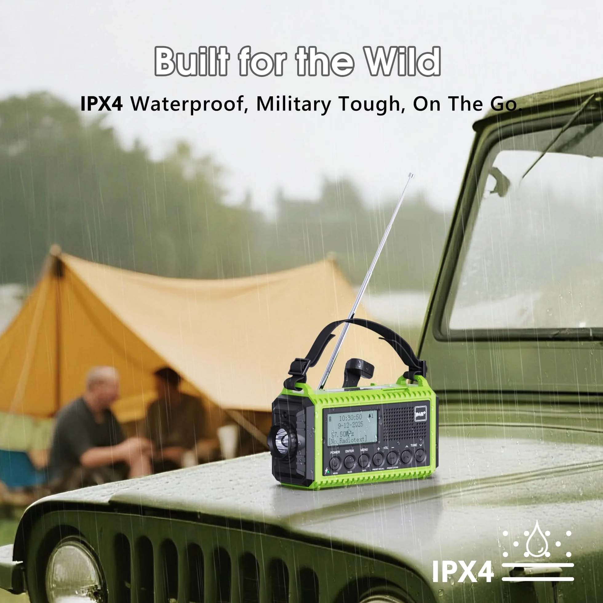 DAB/DAB+/FM radio portatile, Solare Radio a Manovella, Batteria Ricaricabile 5000 mAh, Torcia a LED e Luce di Lettura, Allarme SOS, Impermeabile IPX4, per Escursioni, Campeggio, Emergenza