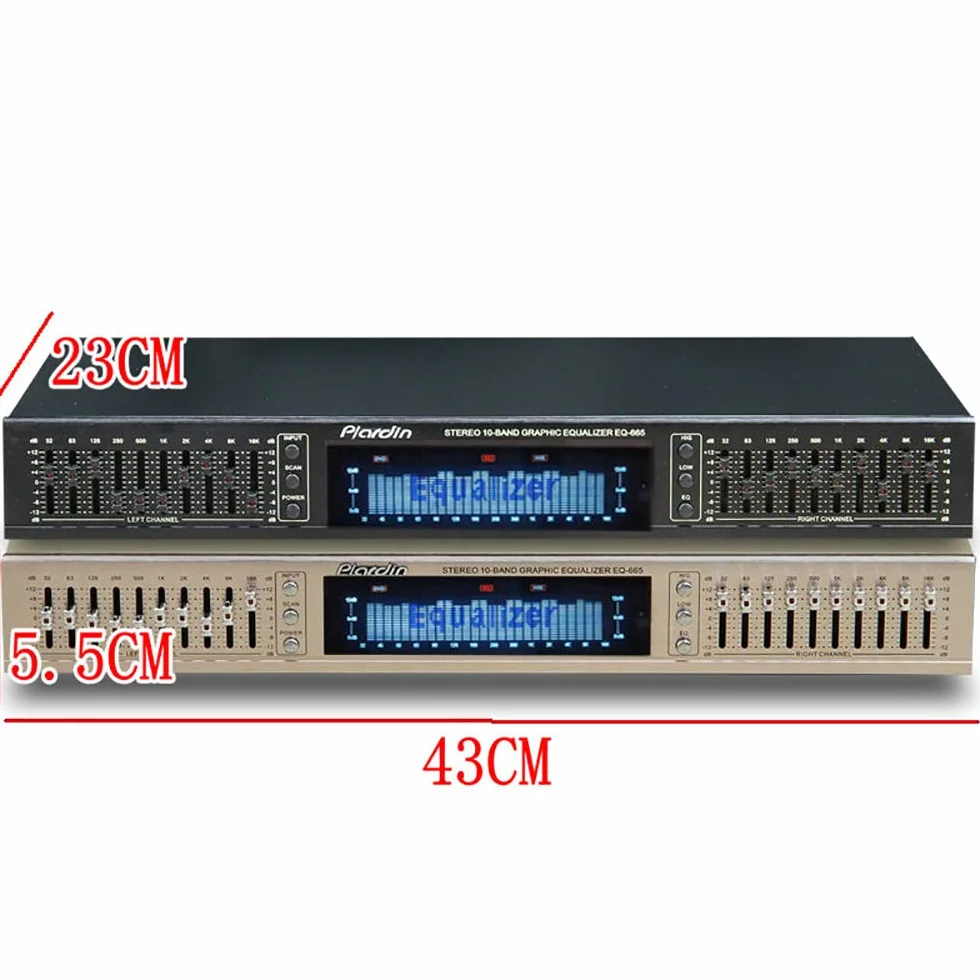 220V EQ665 Hifi Equalizzatore Domestico, Doppio Regolatore Stereo a 10 Bande Per Alti E Bassi Con Bluetooth Incorporato (Oro)