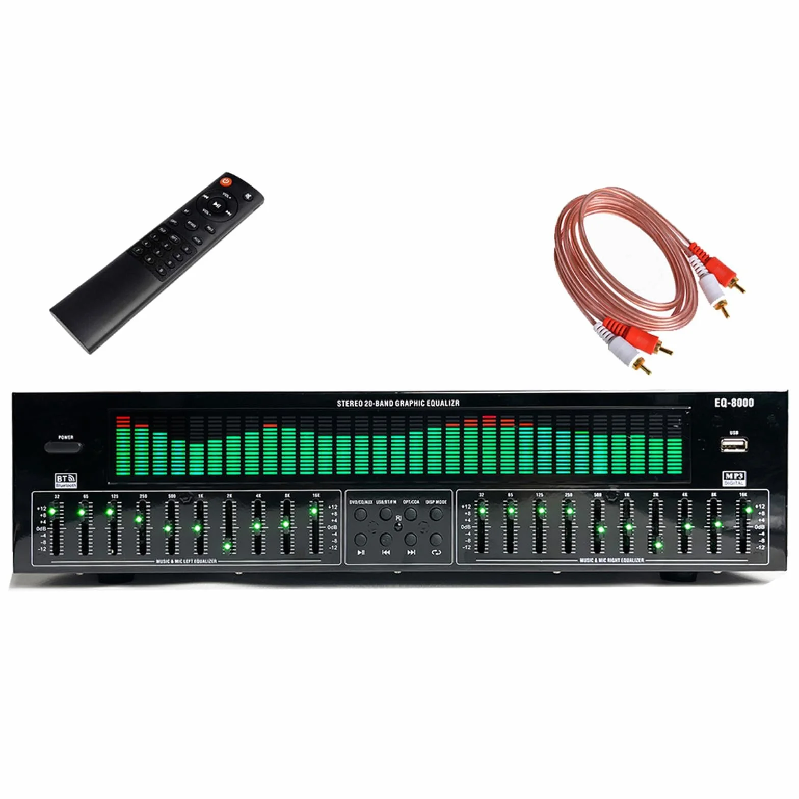 Equalizzatore Grafico Professionale Hi-Fi, Equalizzatore Digitale a 31 Bande, Decodifica Audio Digitale Ottica Coassiale Bluetooth 5.4, Doppia Sintonizzazione Indipendente a 10 Bande, Per Casa, Studio