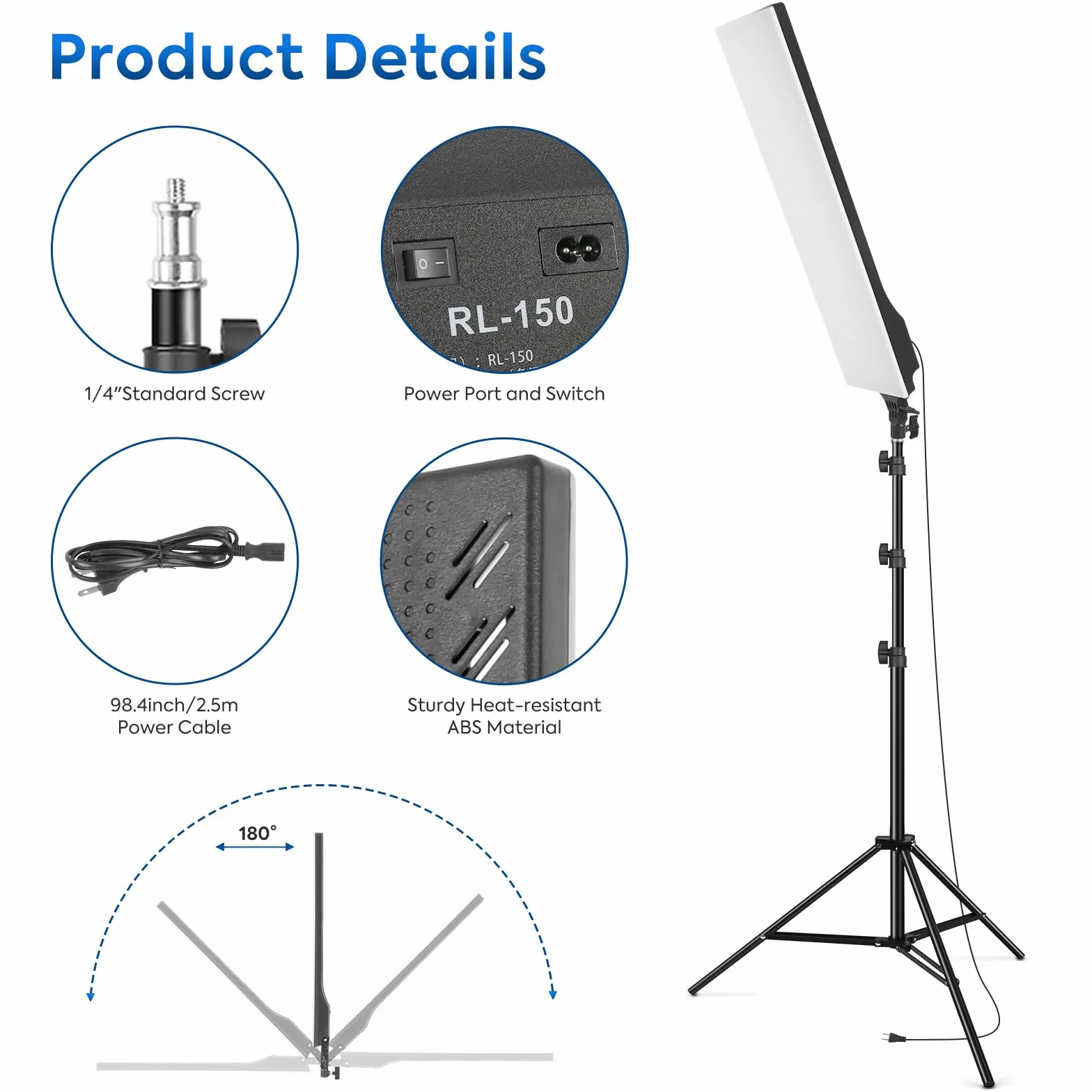 23,6 pollici LED Video Light 2-Pack Full Screen Fotografia Kit di illuminazione 2500-7500K Dimmerabile Photo Studio Luce Streaming Luce con telecomando e 2 m Stand per Filmare YouTube TikTok Video