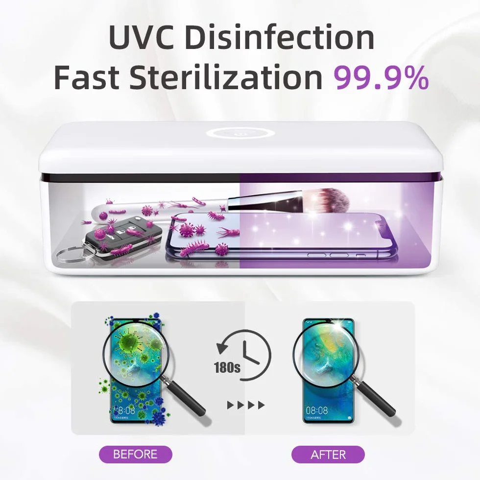 Sterilizzatore UV Professionale, 59S Sterizzatore UV Scatola LED con 8 Perline Lampada Sterilizzazione Rapida 99,9%, Adatto per Cellulari, Occhiali, Estetica, Strum S2