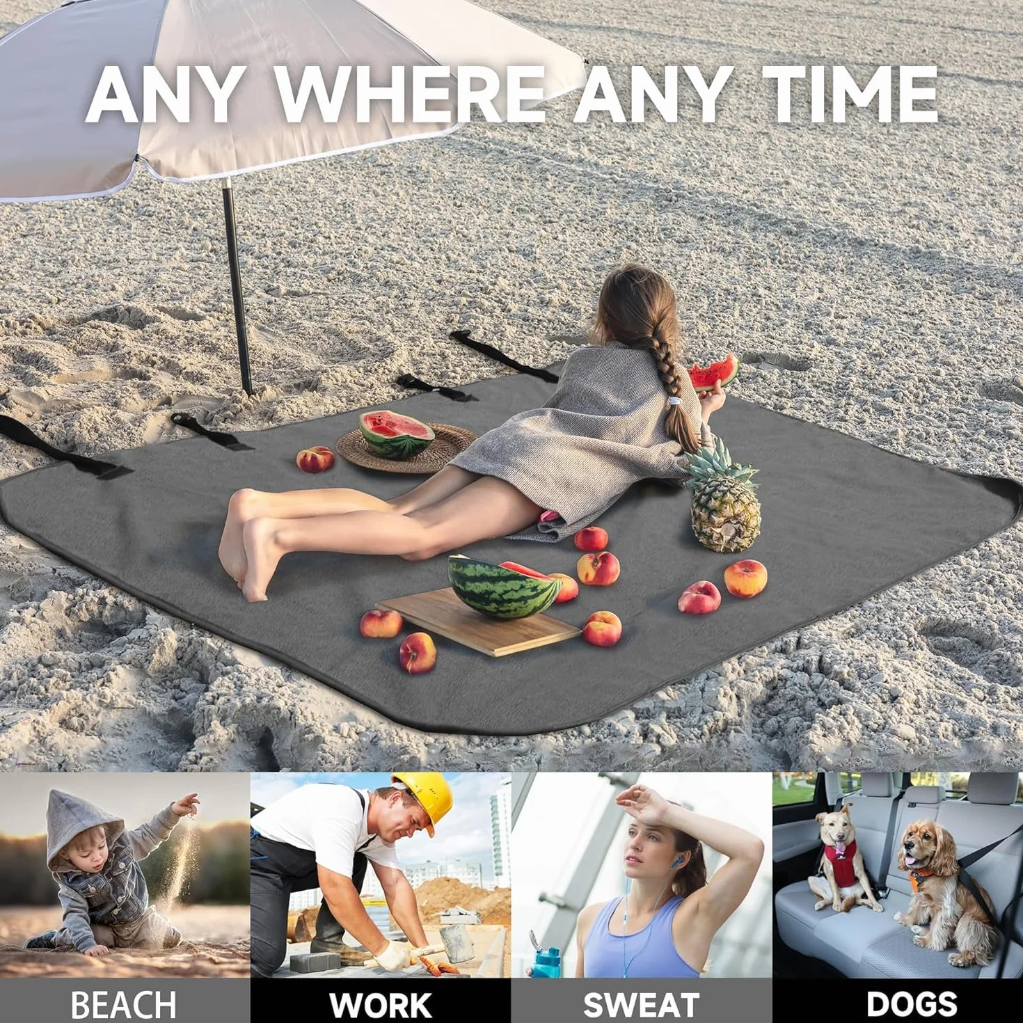Coprisedili Posteriori Universali Auto 150x140 cm Impermeabili Grigio