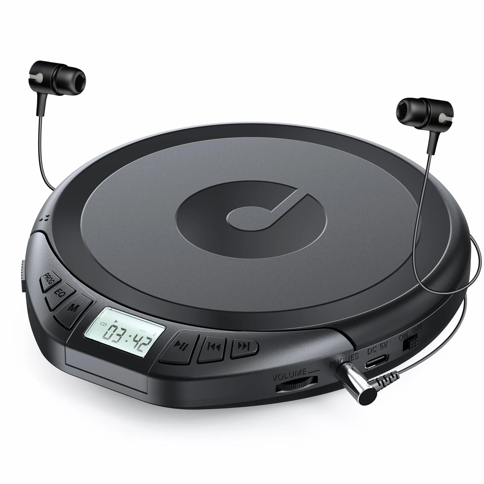 Gueray Lettore CD Portatile Hifi con Display Stereo Cuffie Supporto PROG ASP Memoria Ripetizione Effetto Sonoro