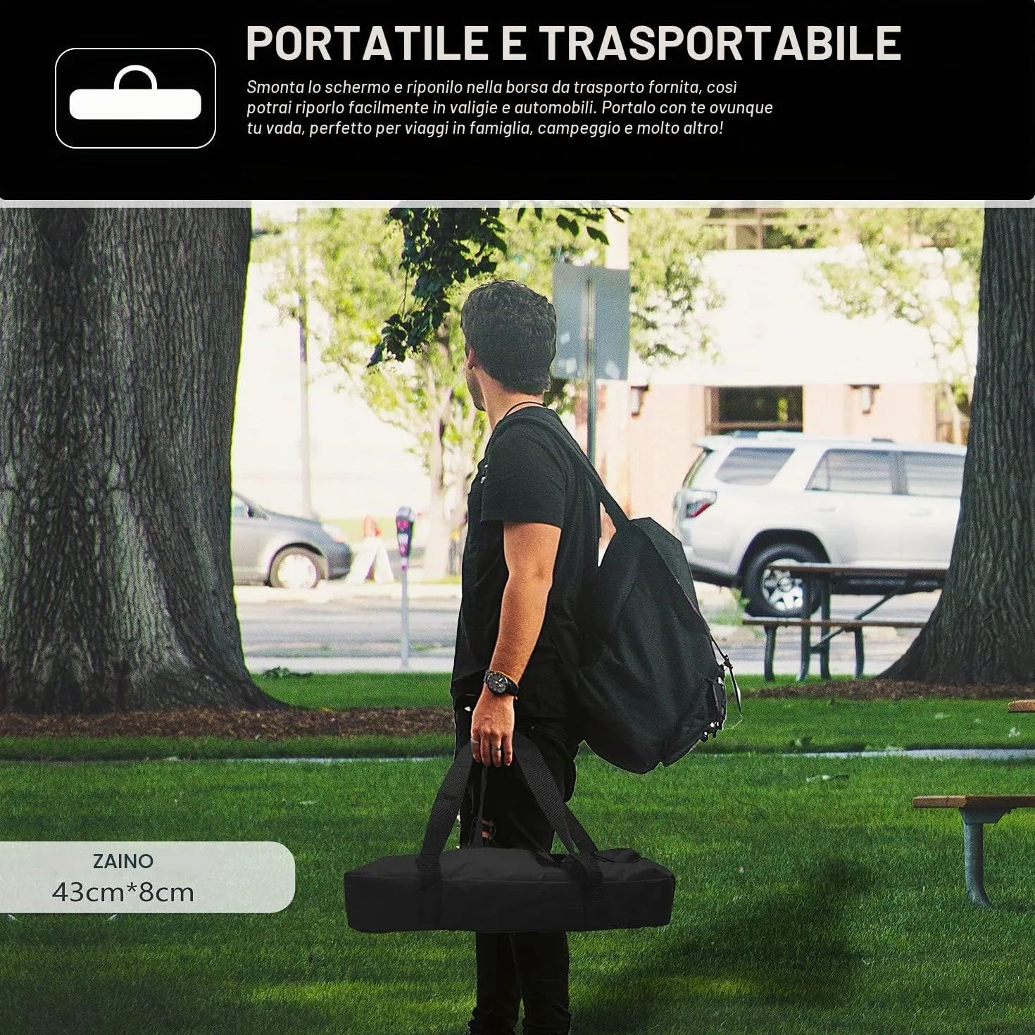Schermo per Proiettore con Supporto 80" 16: 9 Schermo Portatile Una Scelta Perfetta per Teatro Domestico il Cinema All'aperto e Altre Attività di Intrattenimento
