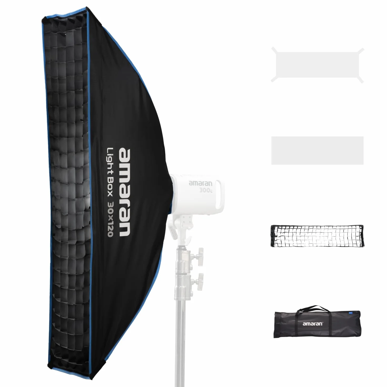 Amaran Light Box 30x120cm Softbox con Attacco Bowens, Modificatore di Luce Rettangolare Stretto con Diffusore & Griglia per Fotografia di Ritratto & Video, Portatile con Borsa