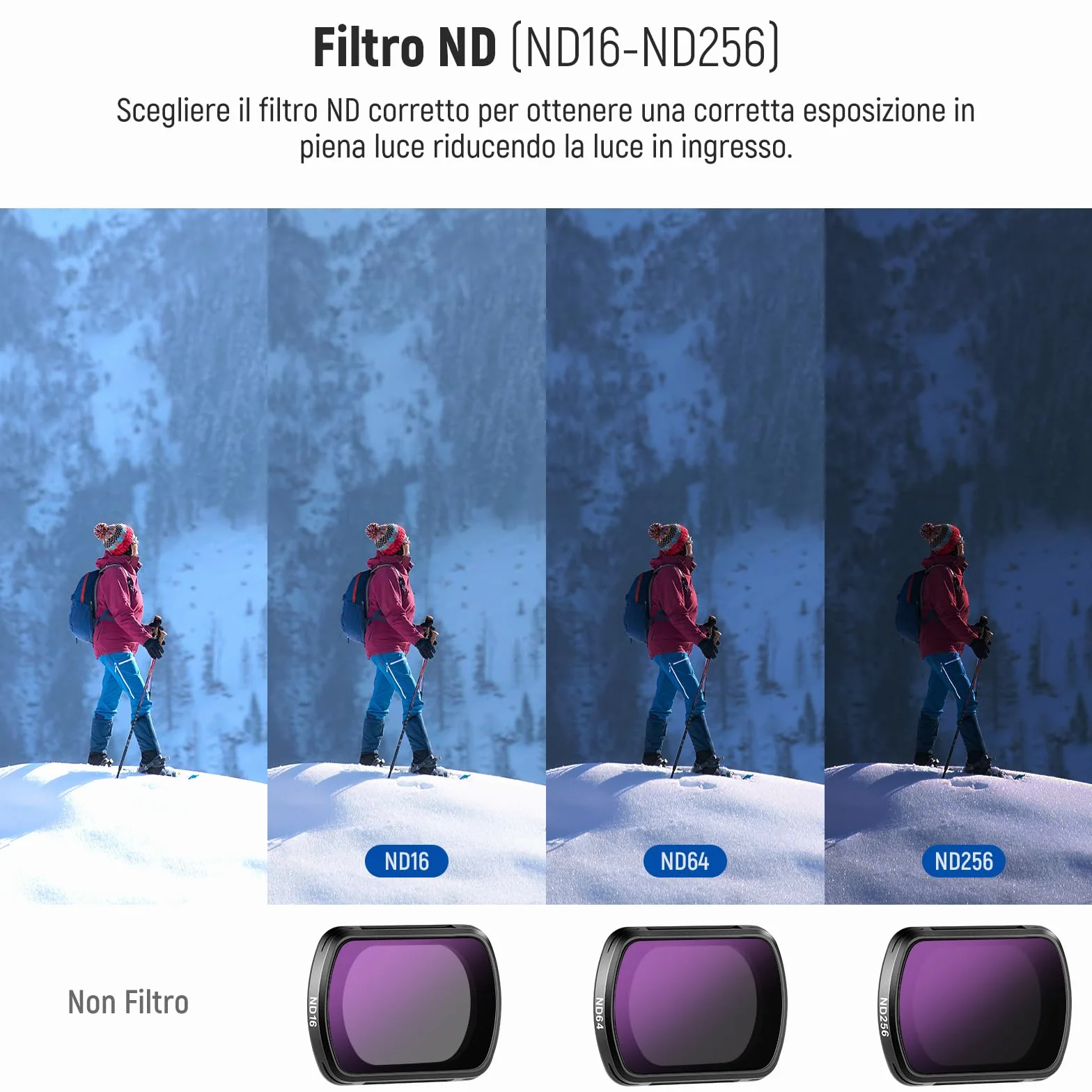 NEEWER Kit Filtri Magnetici ND e CPL Compatibili Con DJI OSMO Pocket 3 / Pocket 4 / Xtra Muse, 4 Pezzi: ND16, ND64, ND256 e CPL. Vetro Ottico HD Multi Rivestito, Struttura Ultra Sottile In Alluminio