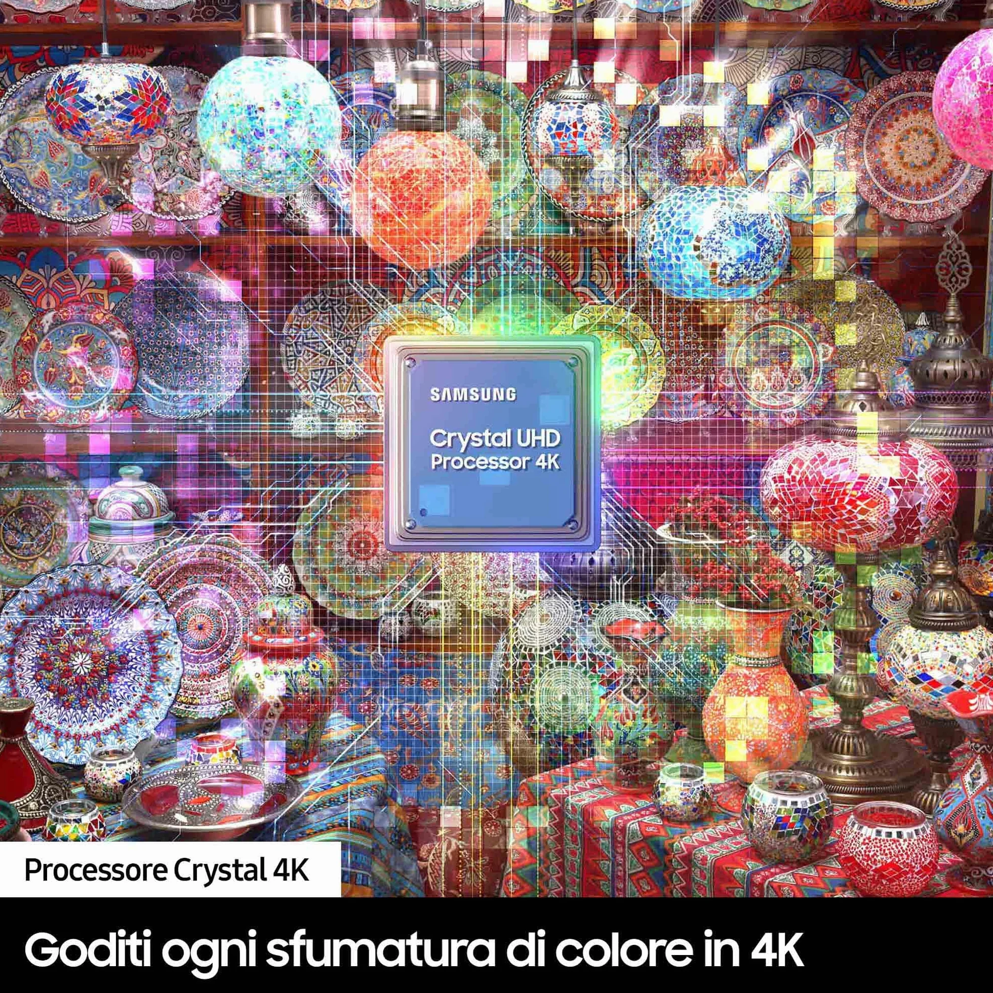 Samsung Smart TV 43" UE43DU7170UXZT Crystal 4K UHD Slim Look DVB-T2 Q-Symphony OTS Lite Bixby Alexa Google Assistant Black