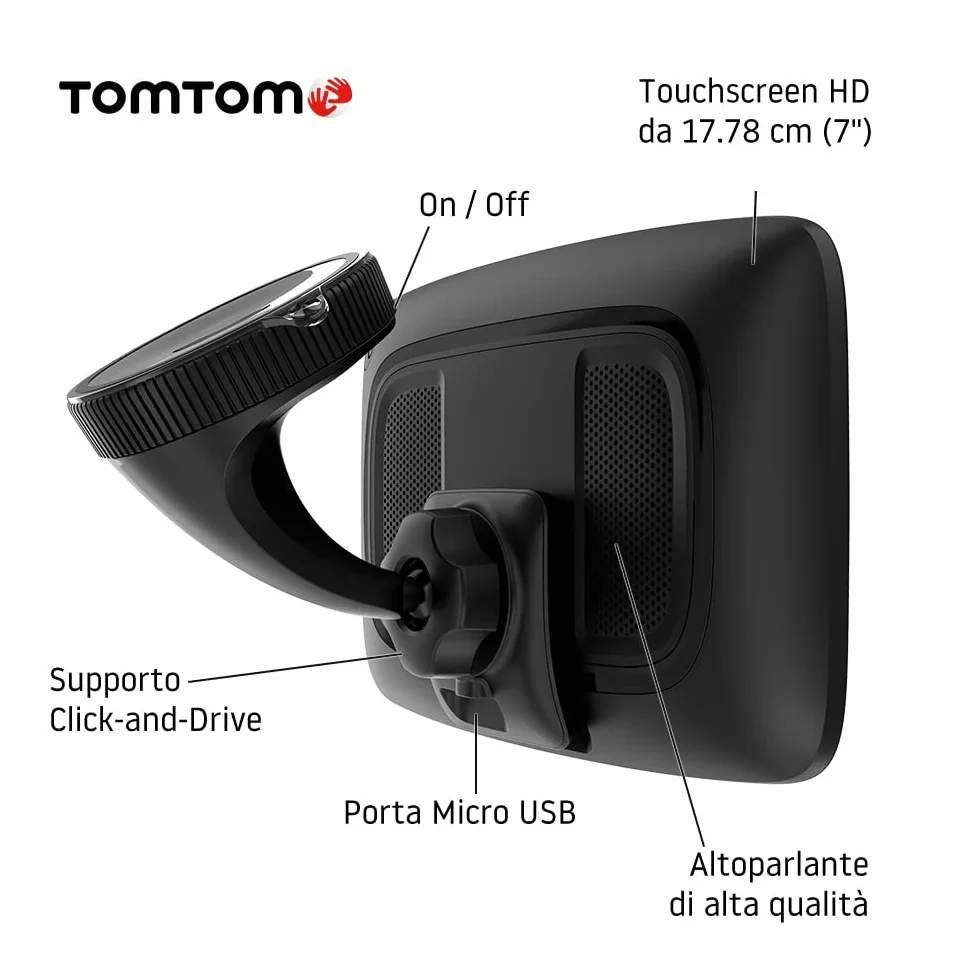 Navigatore satellitare per camper, caravan e roulotte GO Camper Max con schermo HD da 7", PDI per camper, caravan e roulotte, aggiornamenti Wi-Fi, TomTom Traffic, avvisi autovelox e mappe del mondo