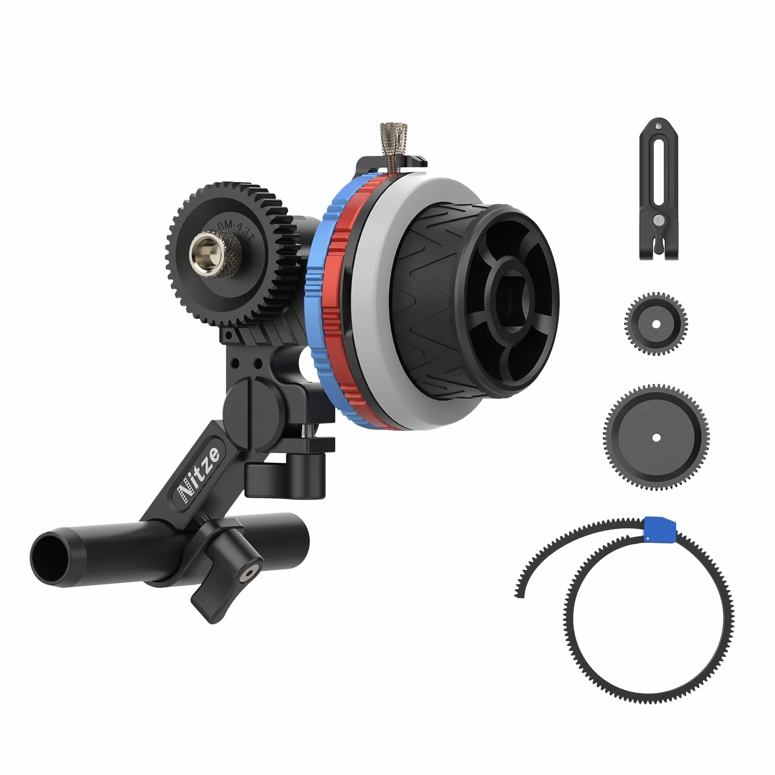Nitze Mini Follow Focus Kit con 3 Ingranaggi di Trasmissione Reversibili, Follow Focus per DSLR Fotocamera, Supporto A/B Arresti Rigidi e Zoom Infinito a 360° per Sony FX3 A7 S5 Cage - MF15C
