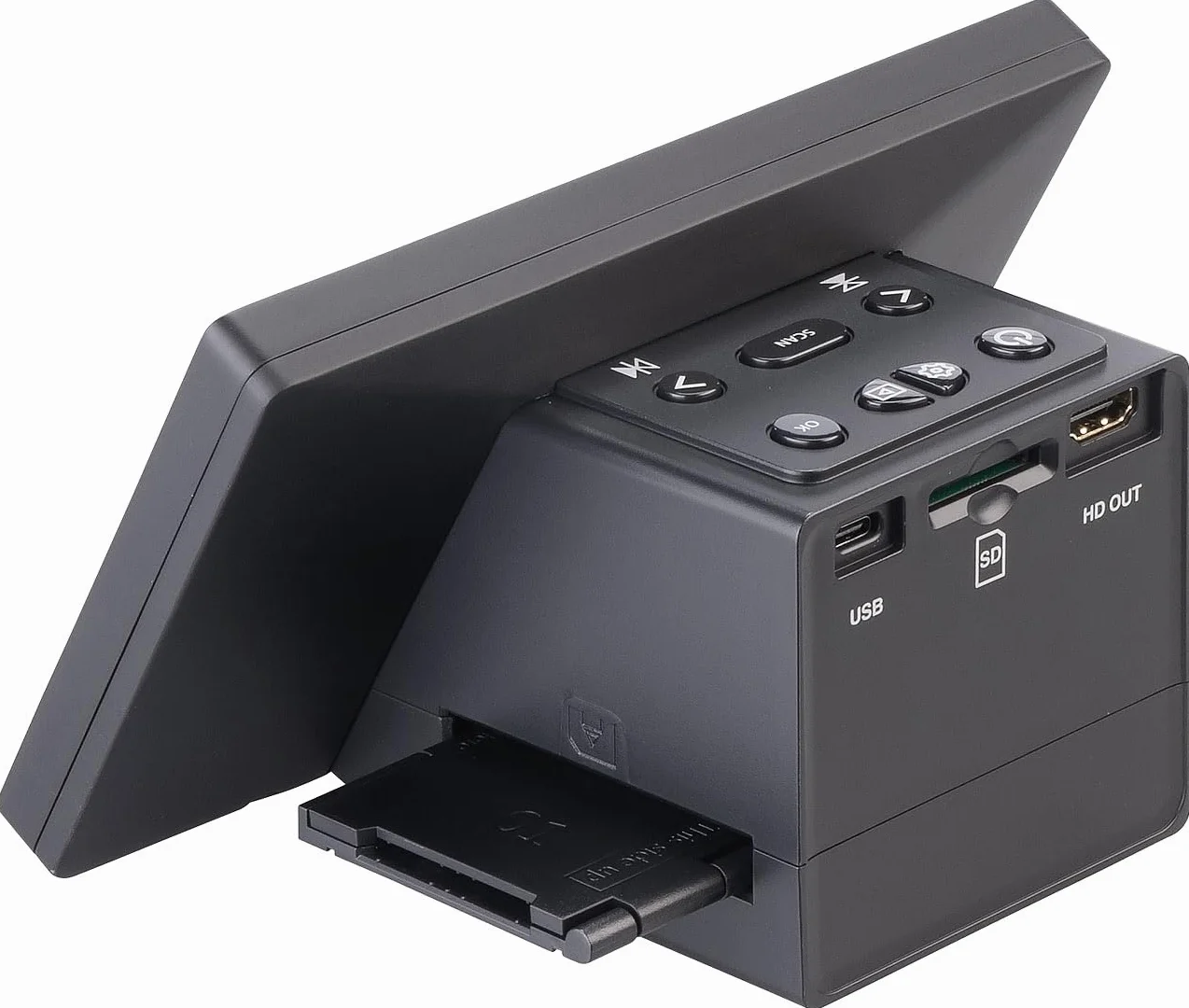 Somikon scanner di diapositive: Scanner per diapositive e negativi autonomo, 25 MP, display a colori IPS da 7" / 17,8 cm (digitalizzatore dia, digitalizzare, fotocamera)