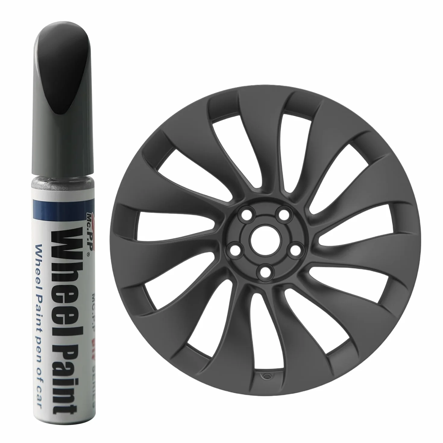 Tesla Model Y Performance 21" Uberturbine Wheel Curb Rash Repair Paint, Gunpowder