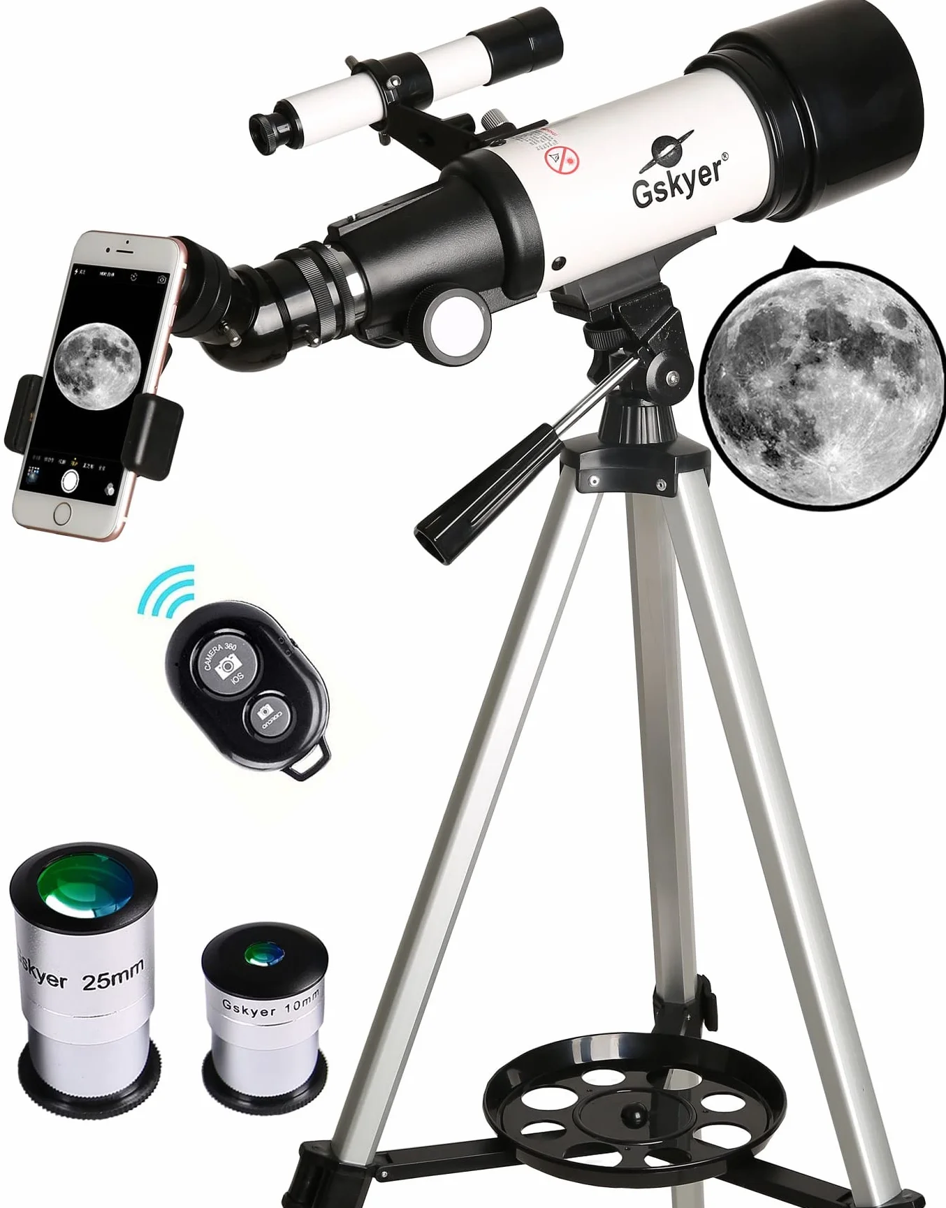 Gskyer Telescopio, apertura 70 mm, 400 AZ, rifrazione astronomica per bambini e principianti telescopio da viaggio adulto D-70400