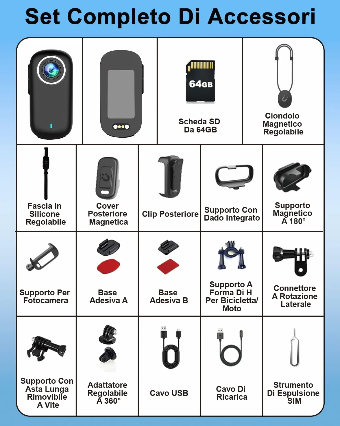 Action Cam, Body Cam 4K 64 GB, POV Camera Impermeabile IP65, Action Camera con Batteria da 1200 mAh, Compatta per Vlogging, Perfetta Come Telecamera Moto Casco, Telecamera Sci