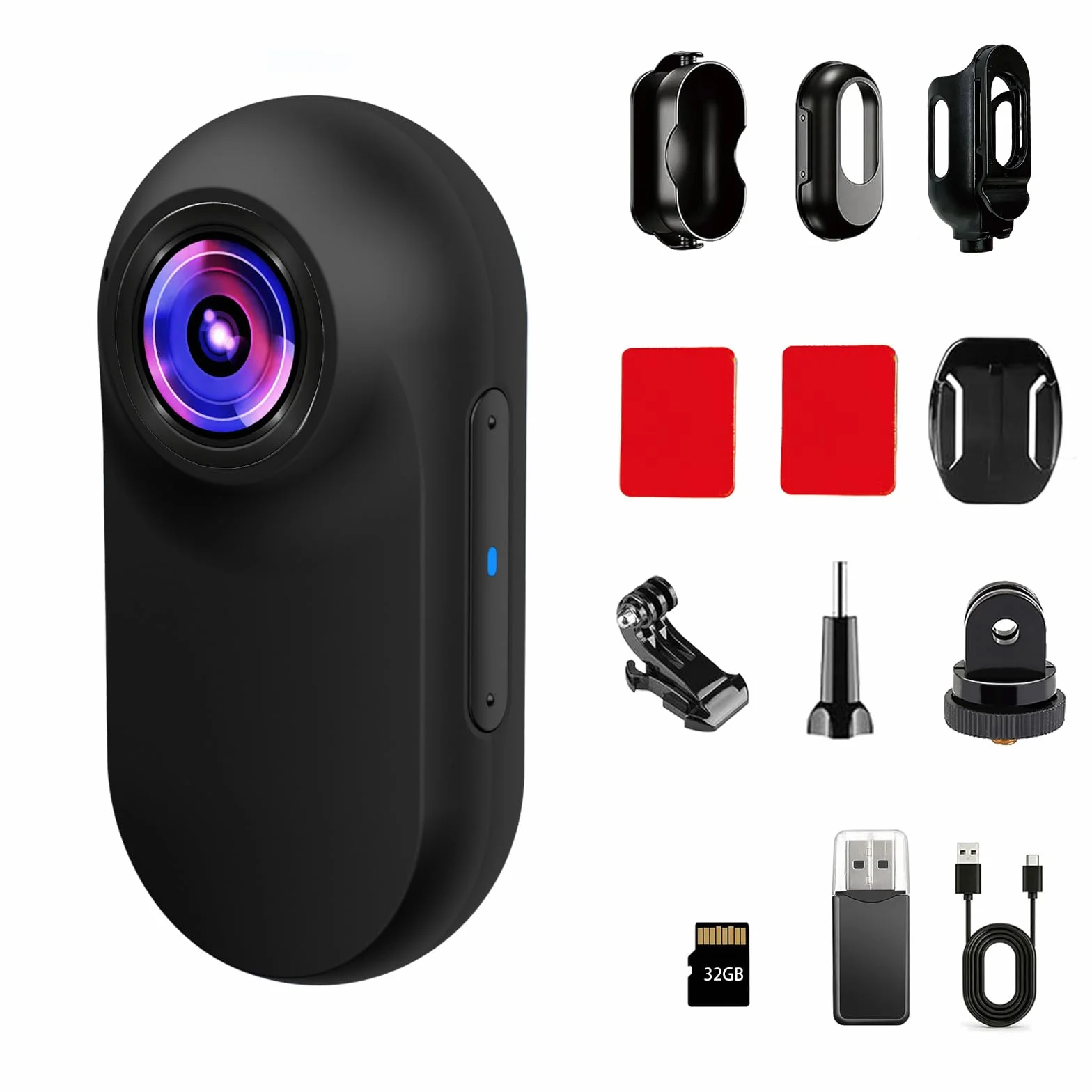 Xilecam Mini Action Cam Telecamera Animali Telecamere Nascoste da Esterno Body Cam e Accessori（Nero）