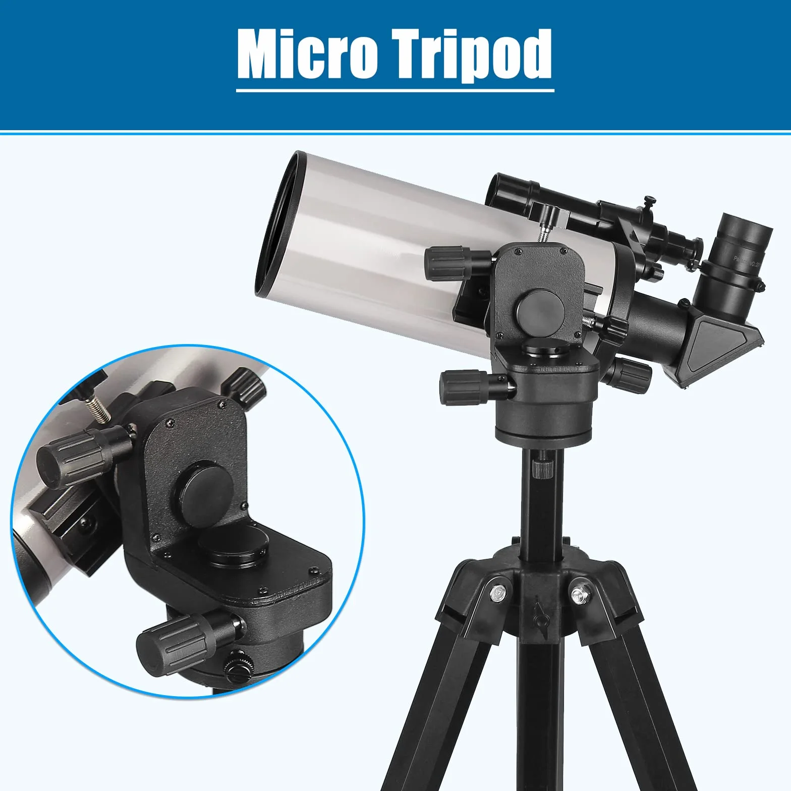 Mak70 telescopio Maksutov-Cassegrain per adulti e bambini, f=1000 mm, obiettivo 70 mm, telescopio astronomico principianti con treppiede gimbal slow motion