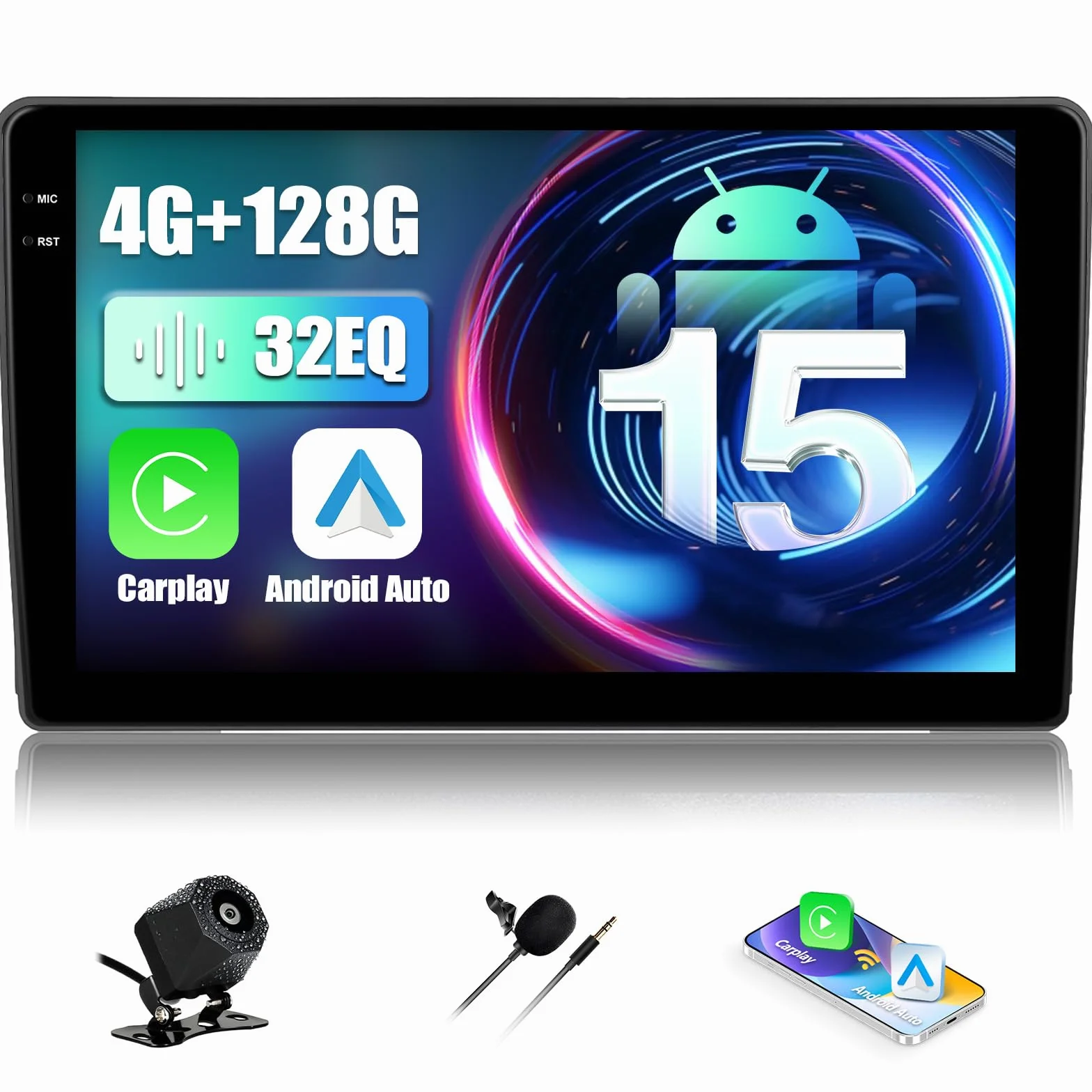 2 Din Android 15.0 Autoradio 9 Pollici HD per Ford Transit 2009-2016 e Ford Focus 2005-2008 - CarPlay Wireless, Android Auto Senza Fili, 4GB RAM + 128GB ROM, GPS Integrato