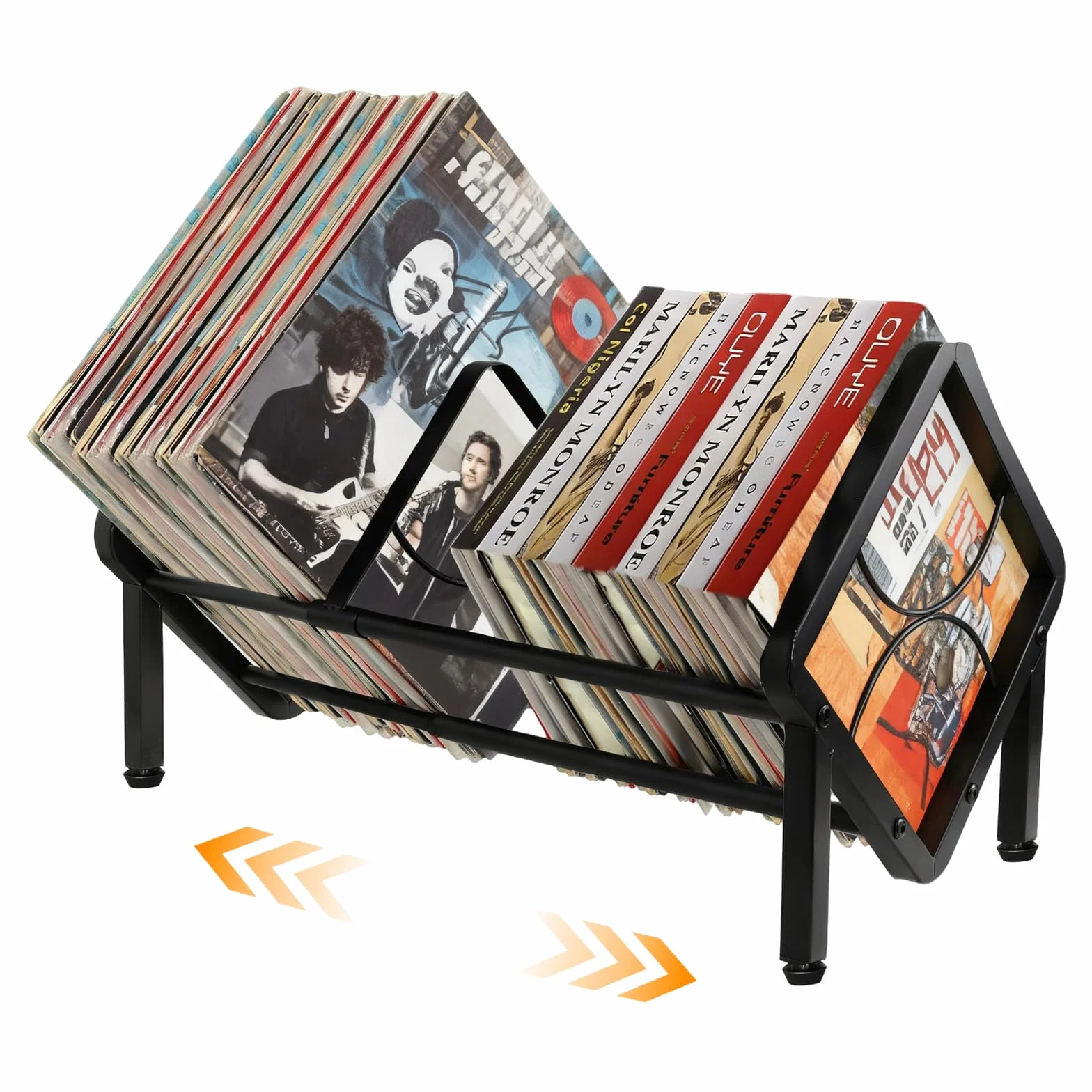 Scaffale regolabile per dischi in vinile, espandibile da 80 a 100 LP, supporto per dischi in vinile, inclinabile, per ufficio, casa, camera da letto, per CD, libri, riviste, documenti