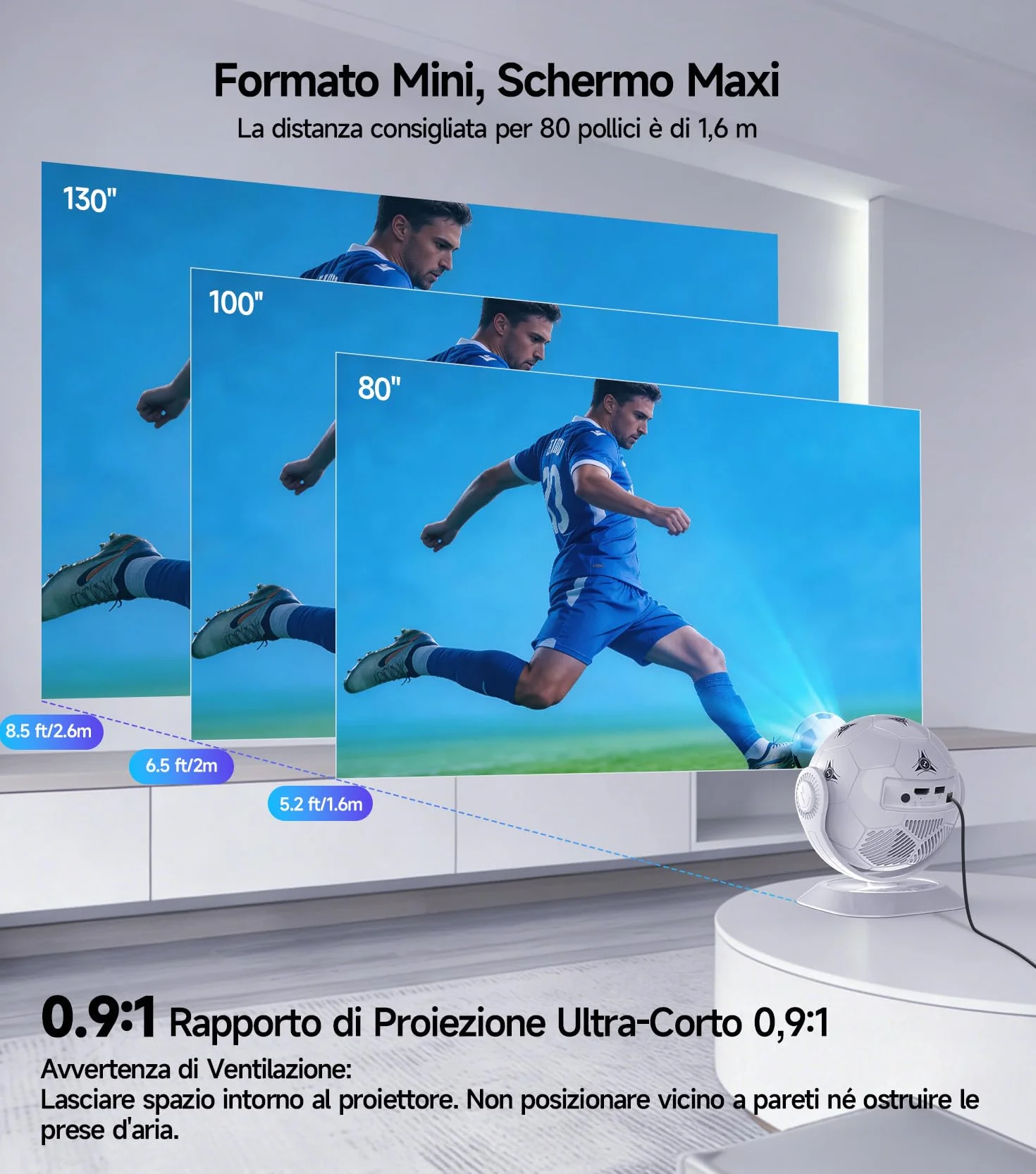 Magcubic Mini Proiettore Portatile 4K Support, Mondiali 2026 Videoproiettore per Smart TV e Telefono, WiFi 6 Bluetooth 5.4, Projector Cinema in Casa, Auto Keystone, Android 14, Rotazione 360° HY300F