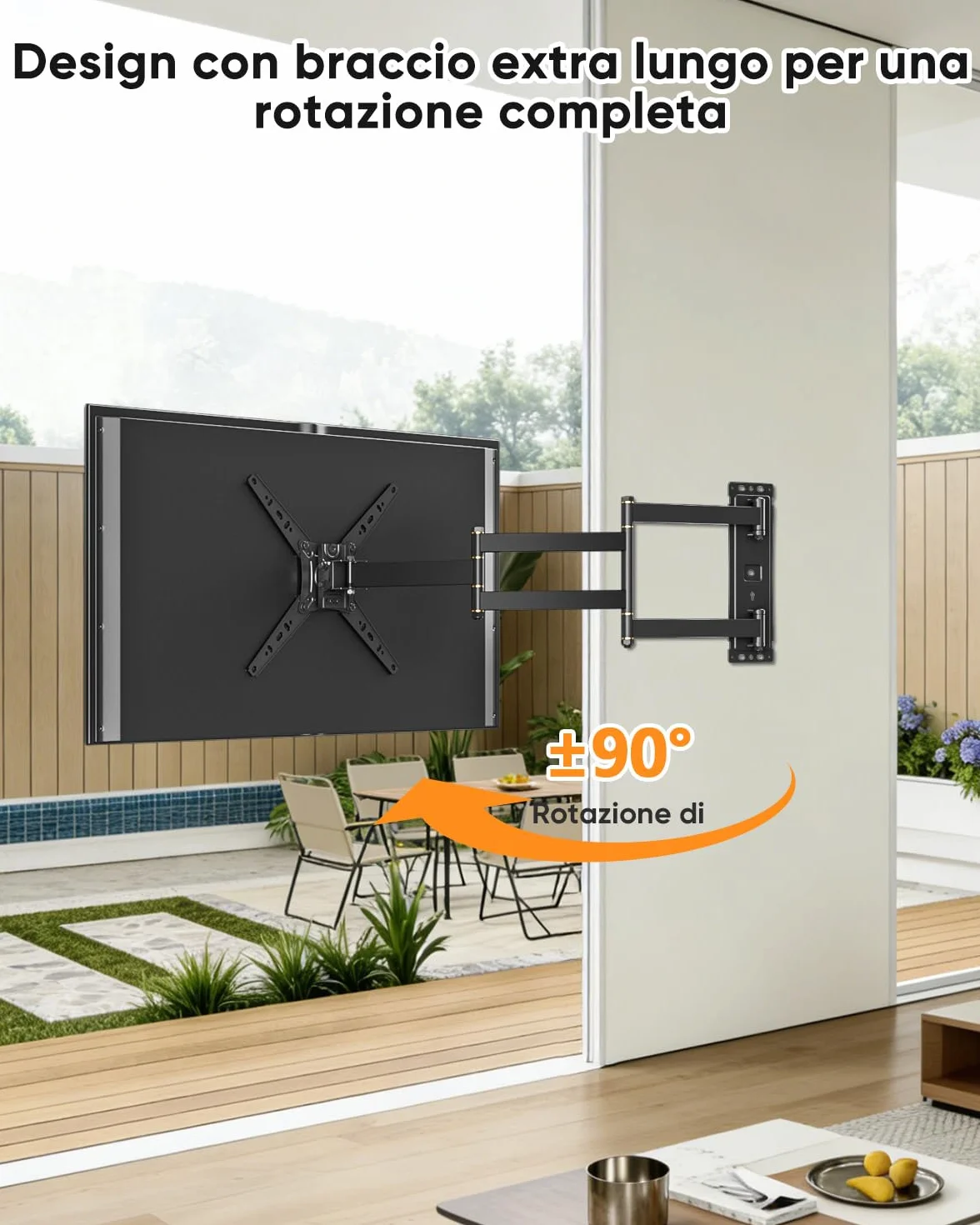 Supporto TV Parete con Braccio Articolato Extra Lungo 1035 mm, 180° Rotazione Supporto TV Monitor per LED/LCD da 17-50 Pollici Fino a 30 kg, Inclinabile Orientabile Estensibile, VESA 300 x 300 mm