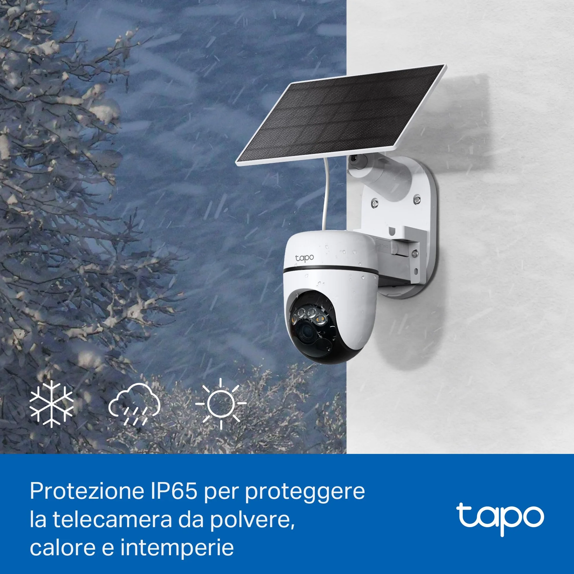 Tapo C610 KIT 2K 3MP Telecamera Wifi Esterno Senza Fili Pannello Solare 360° PTZ Videocamera Sorveglianza Batteria 6700mAh Rilevamento Umano Visione Notturna Colori Tracciamento AI IP65