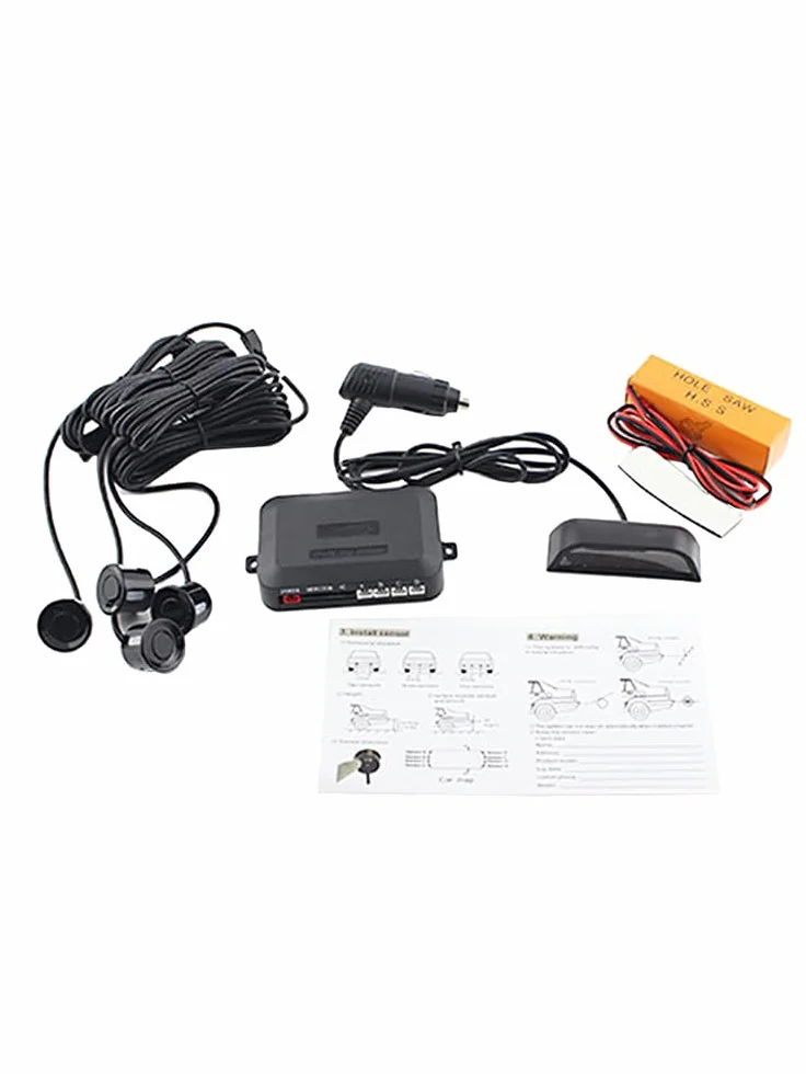 MASO Radar di retromarcia wireless per auto con kit 4 sensori, Radar di retromarcia wireless per auto DC 12V 0,3-2,0 m/11,81-78,74 pollici