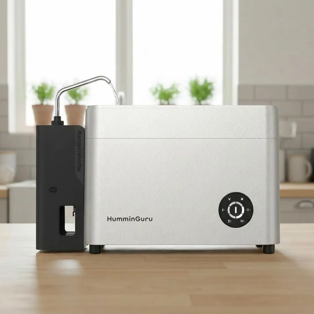 HumminGuru HG01 & NOVA Macchina per la Pulizia dei Dischi in Vinile a Ultrasuoni, Distributore d'acqua con Filtraggio dell'acqua Integrato (Distributore d'acqua + Serbatoio d'acqua da 650 ml)